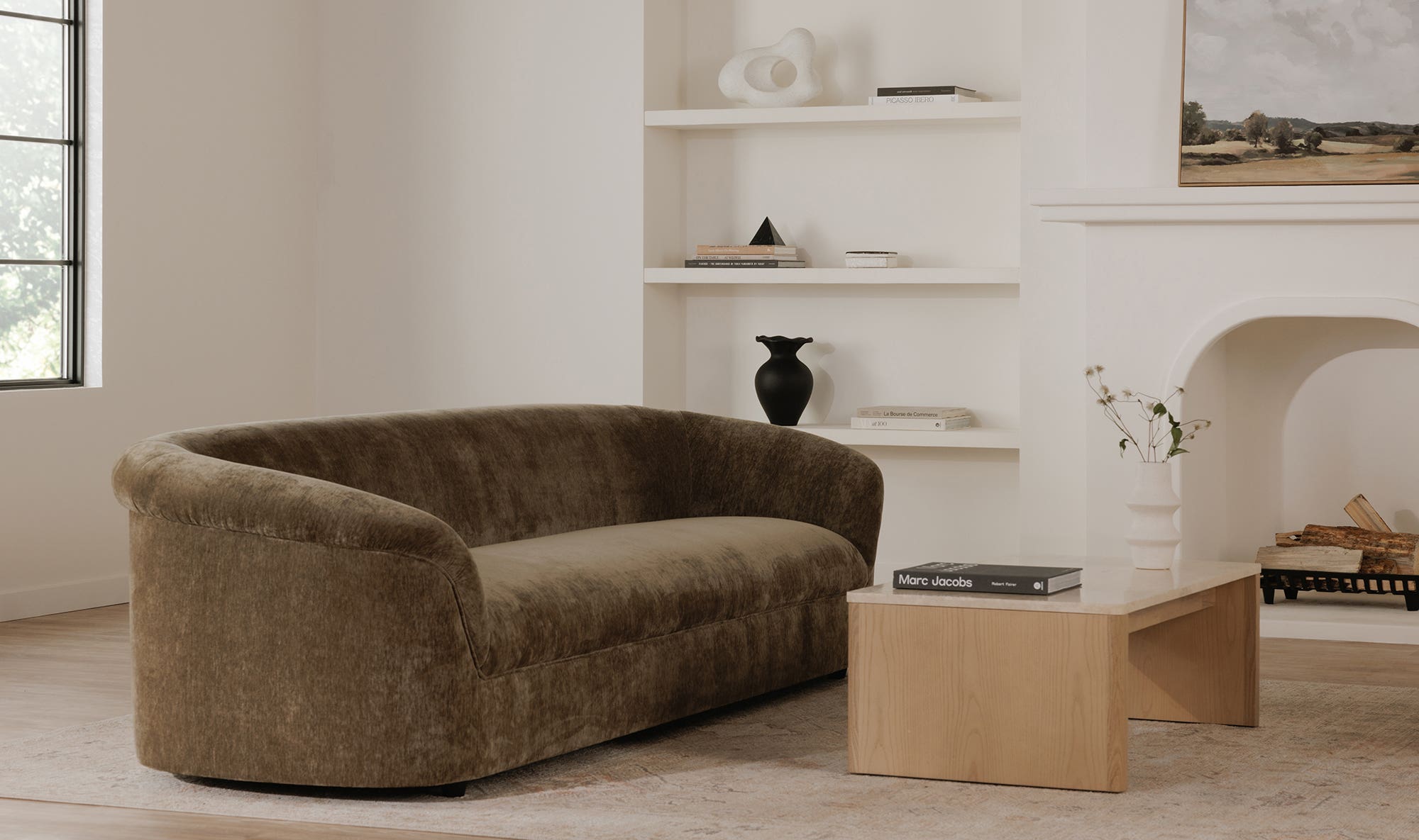 109" Dark Green Upholstered Sofa