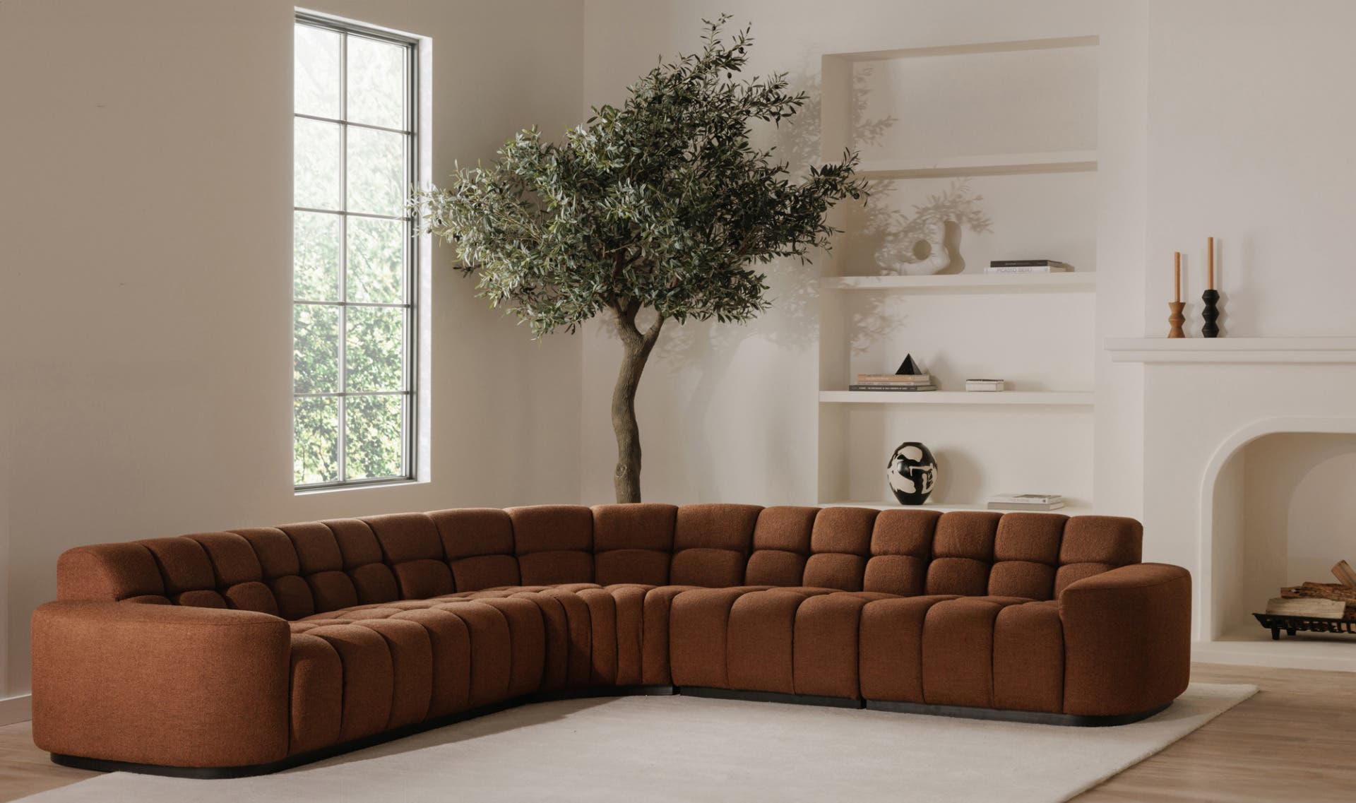 118" Rust Upholstered Sectional