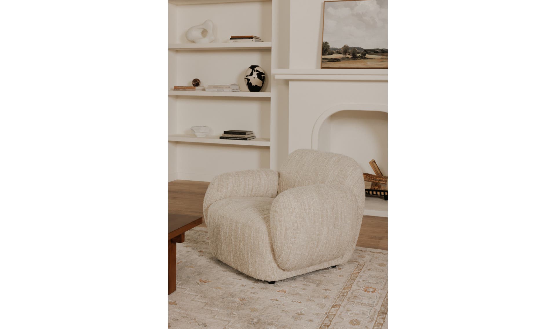 39.5" Off White Upholstered Lounge Chair