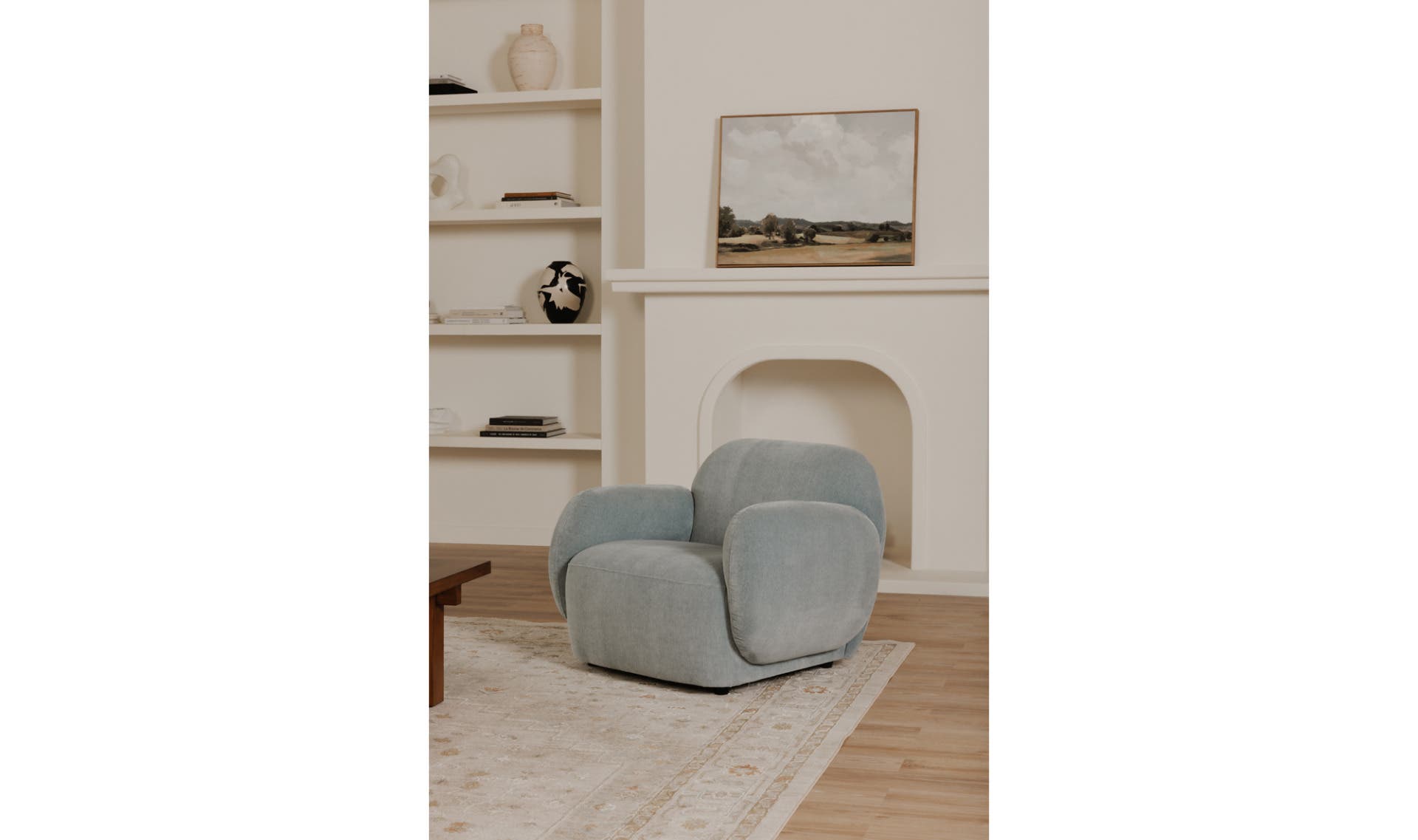 39.5" Light Blue Upholstered Lounge Chair