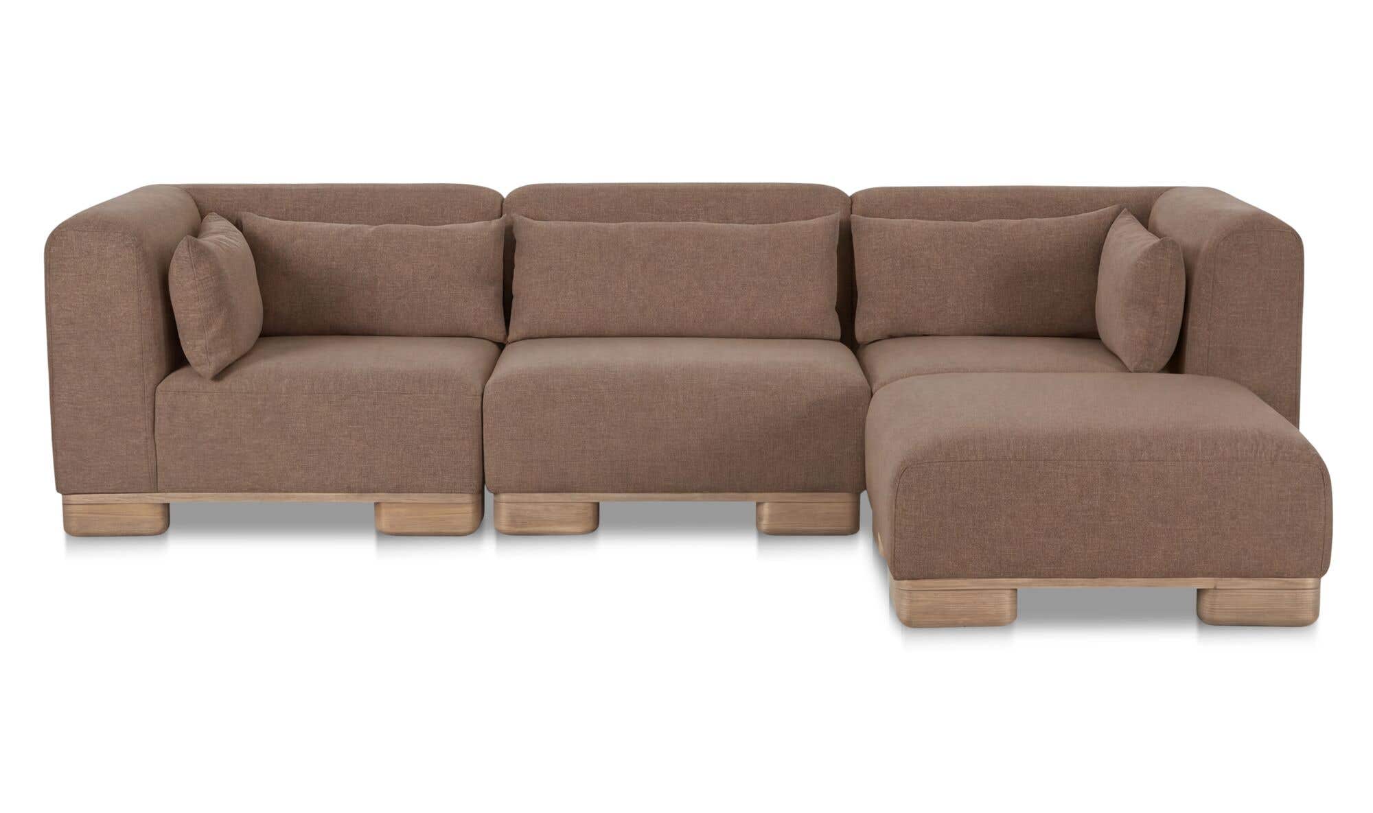115" Dark Brown Upholstered Modular Sectional