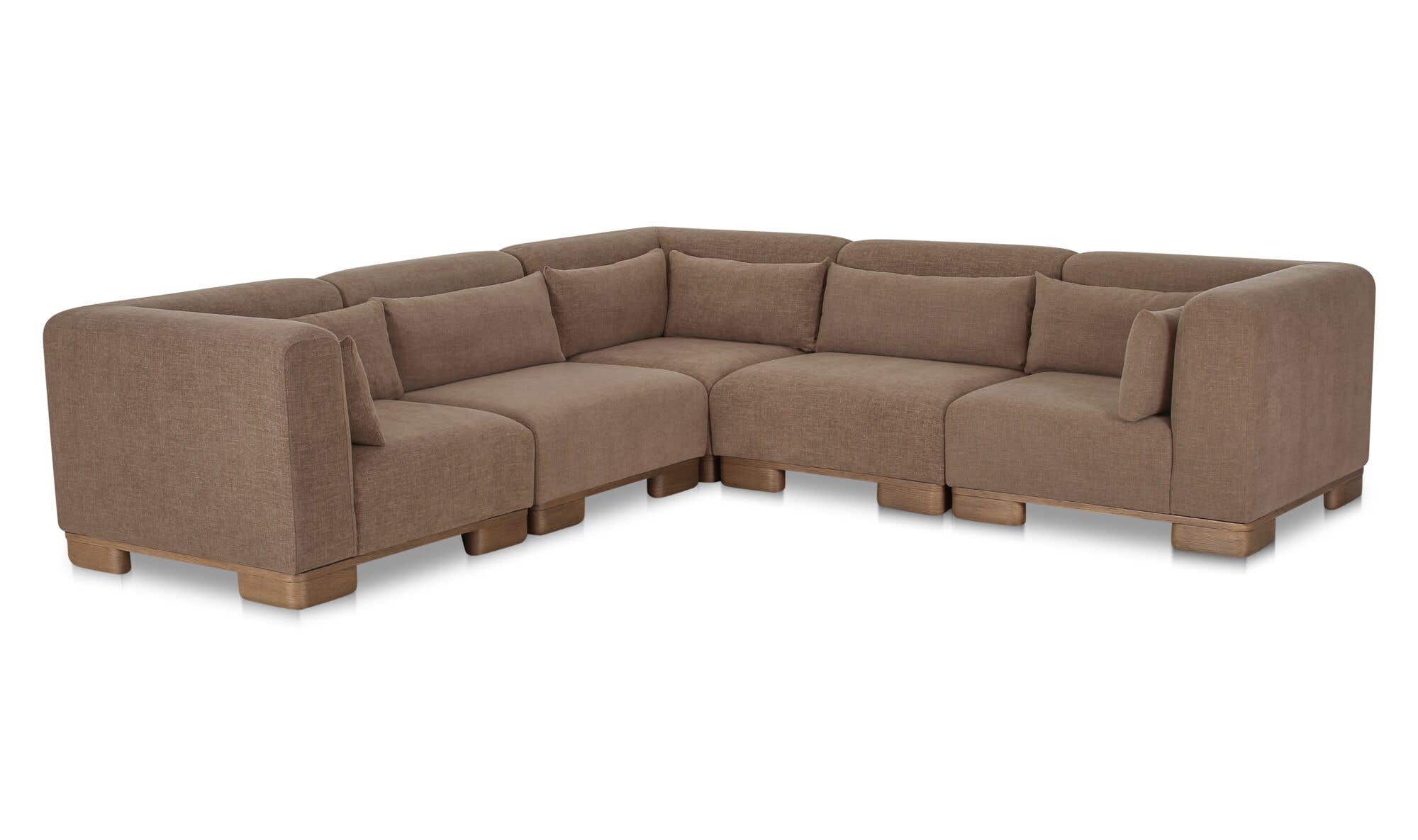 115" Dark Brown Upholstered Classic L Modular Sectional