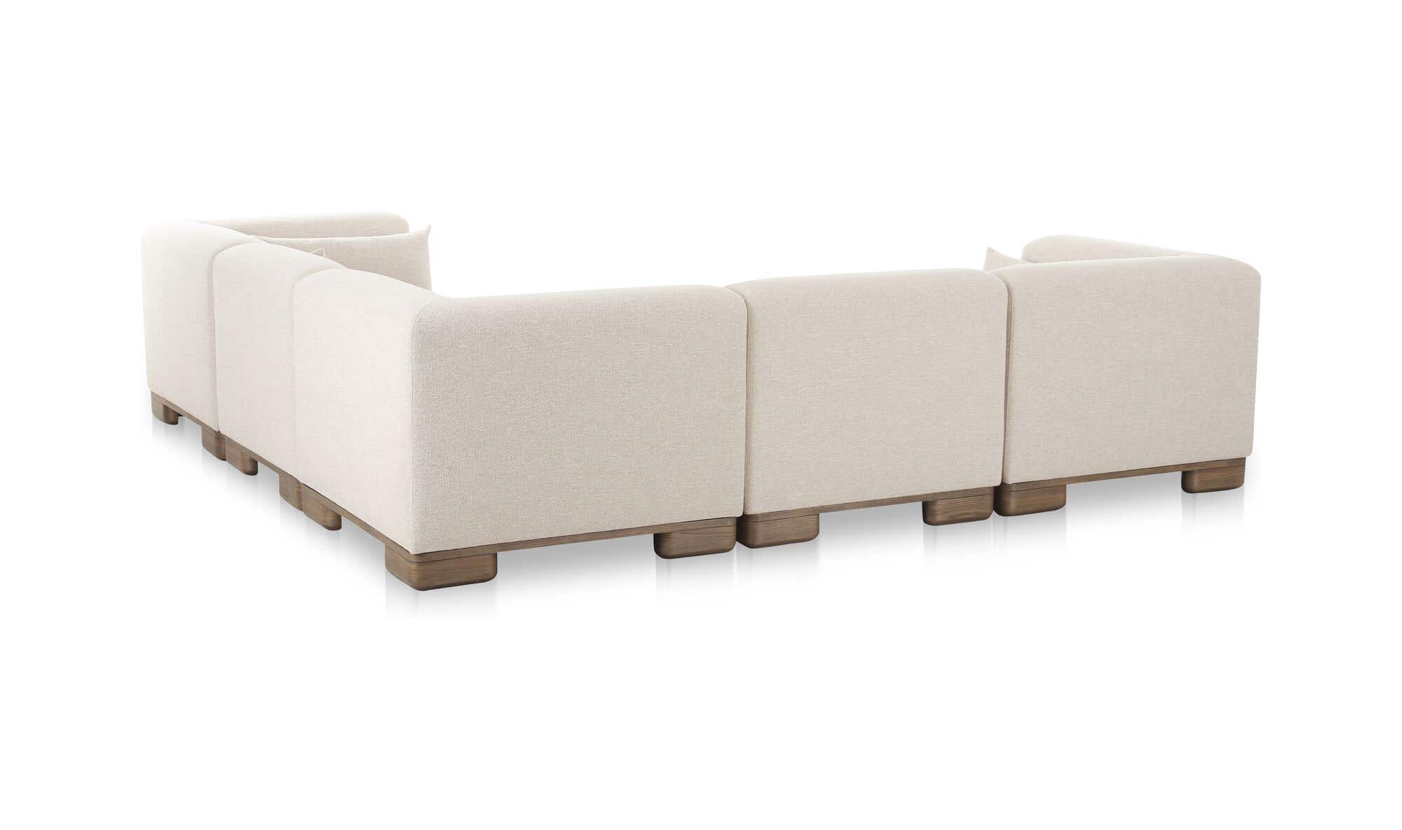 115" Oatmeal Upholstered Classic L Modular Sectional