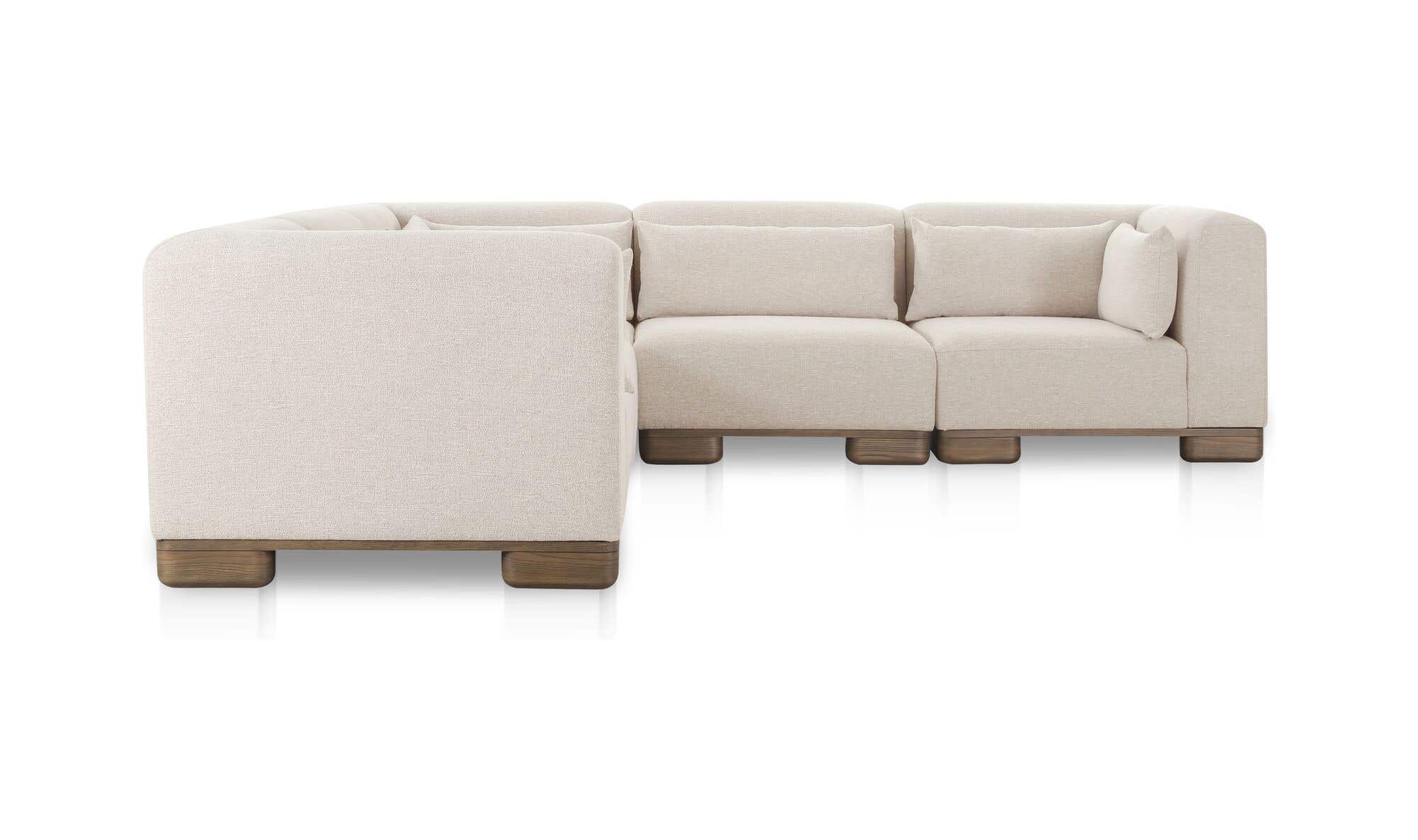115" Oatmeal Upholstered Classic L Modular Sectional