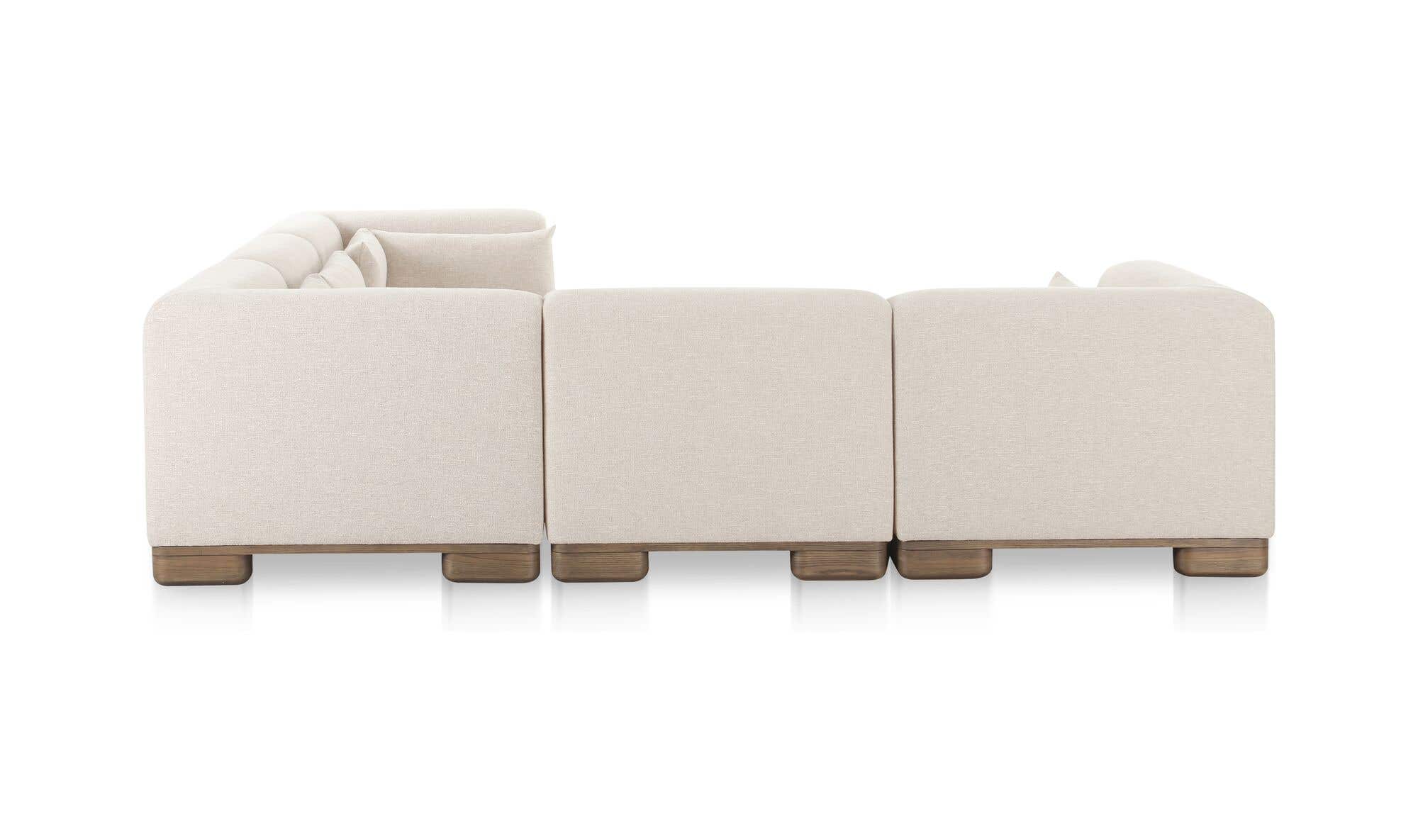 115" Oatmeal Upholstered Classic L Modular Sectional