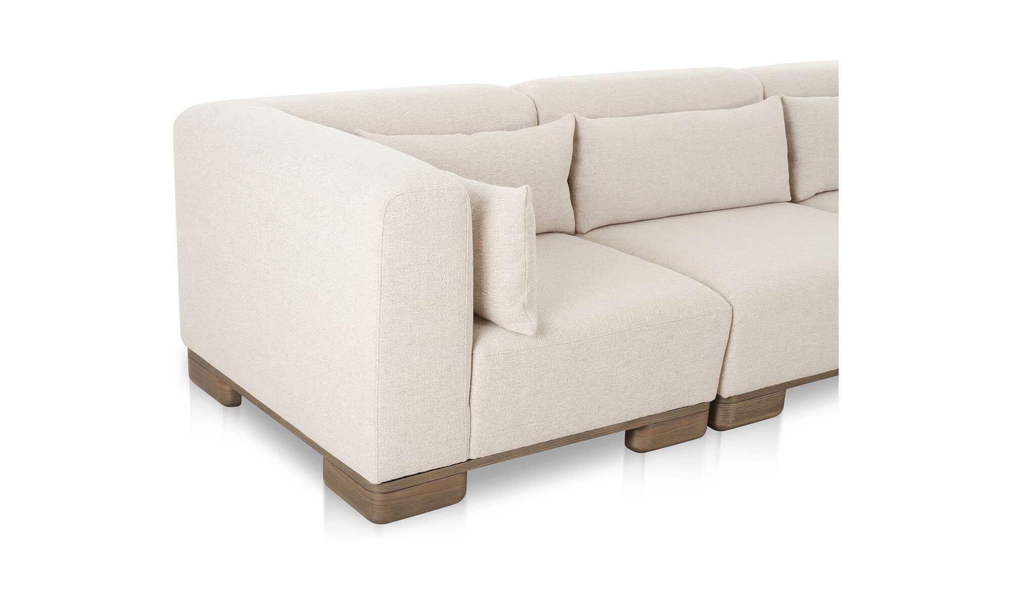 115" Oatmeal Upholstered Classic L Modular Sectional