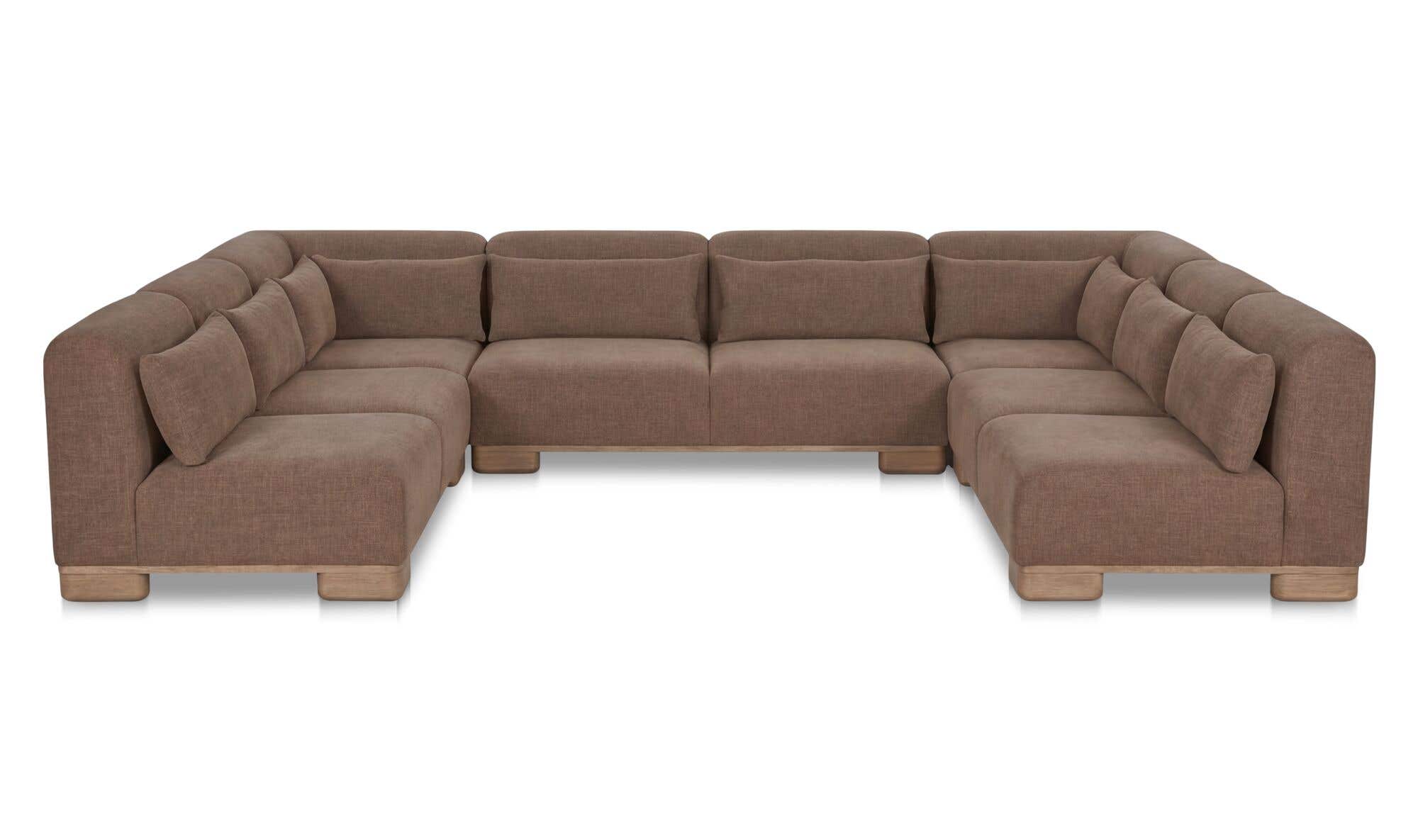 150" Dark Brown Upholstered Modular Sectional