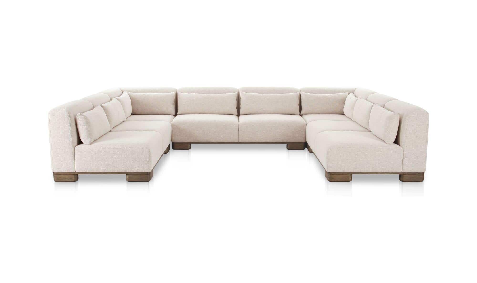 150" Oatmeal Upholstered Modular Sectional
