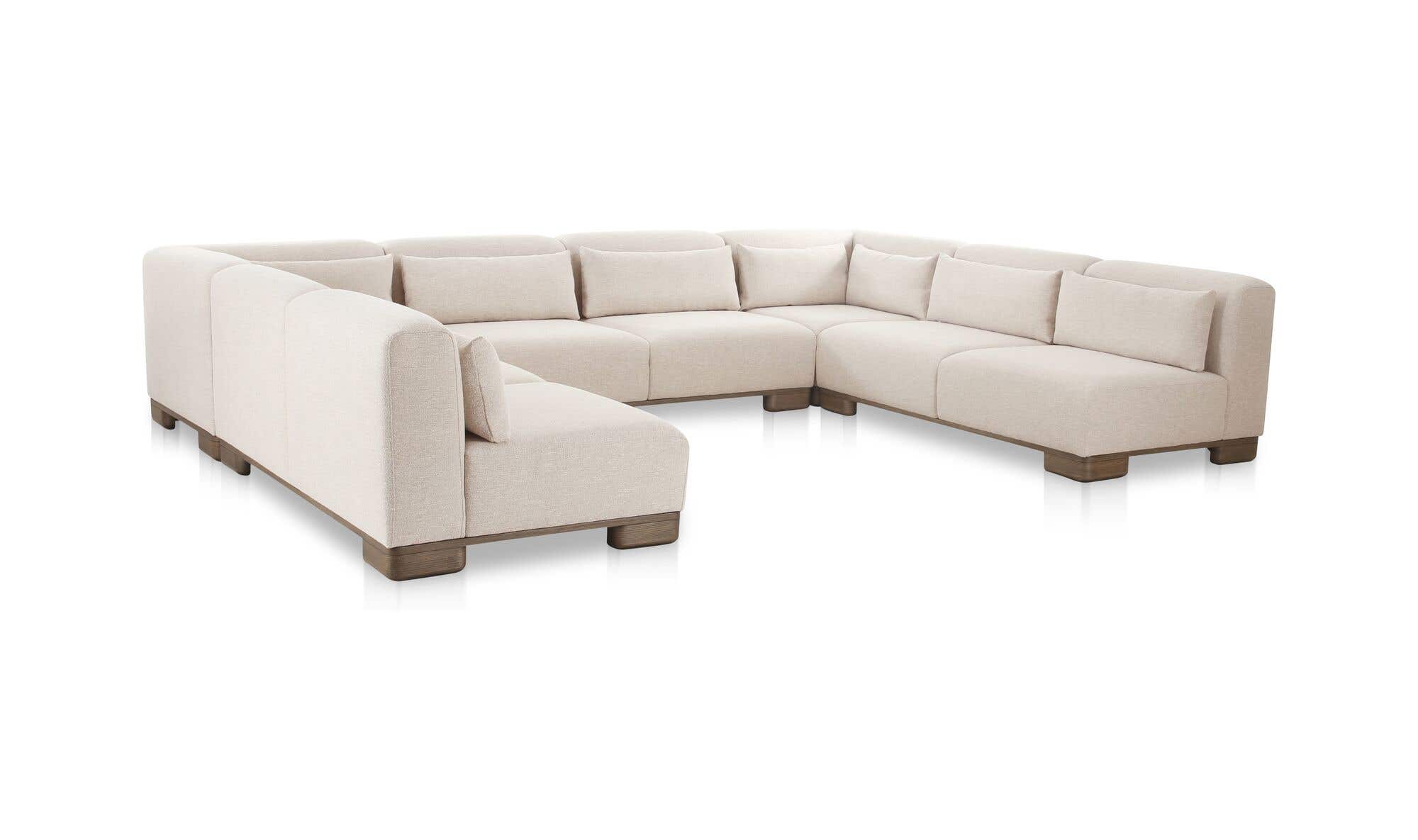 150" Oatmeal Upholstered Modular Sectional