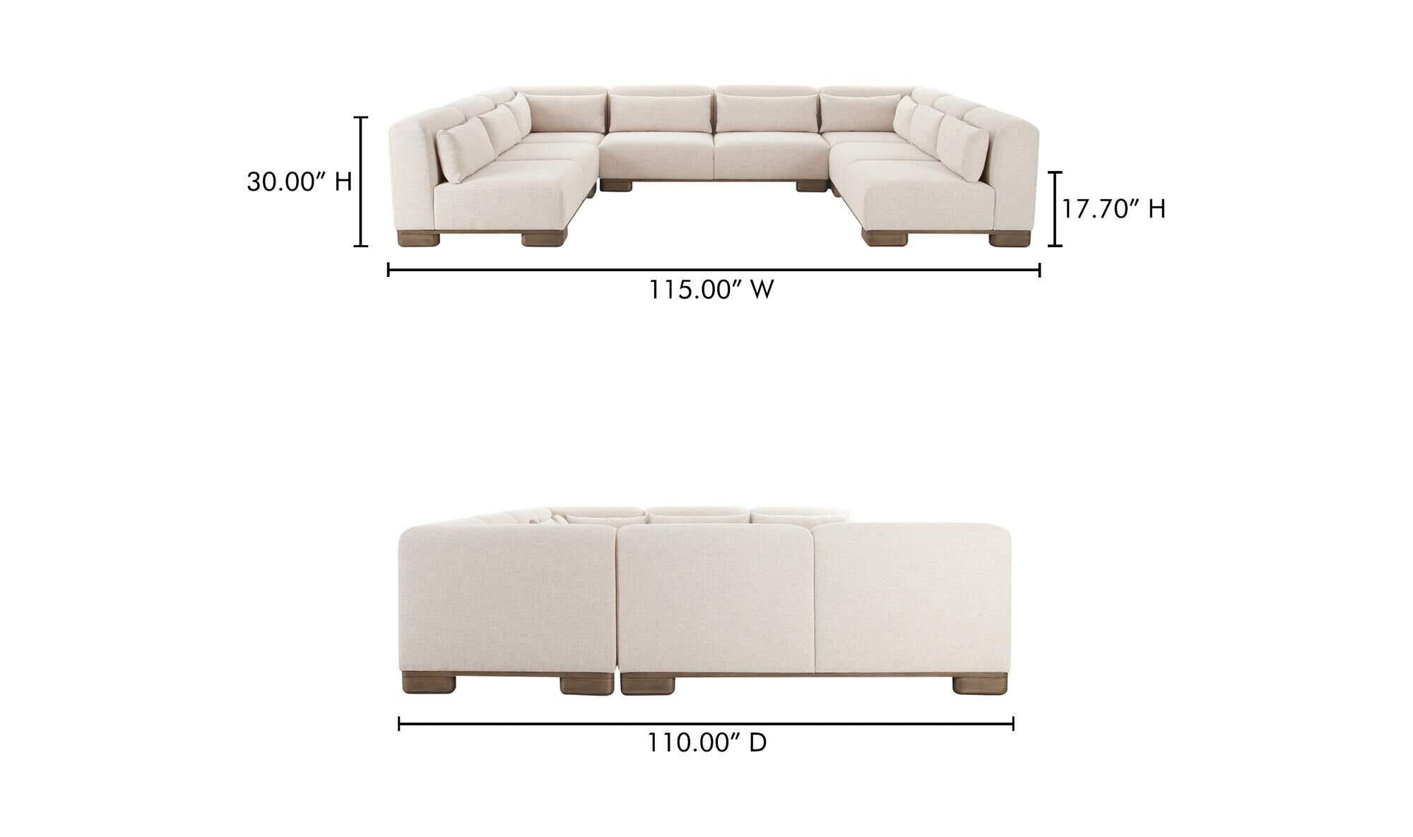 150" Oatmeal Upholstered Modular Sectional