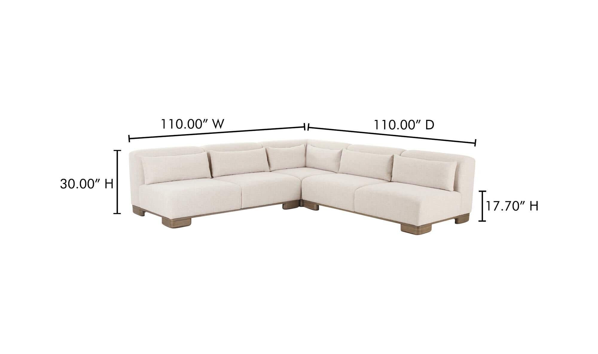 110" Oatmeal Upholstered Modular Sectional