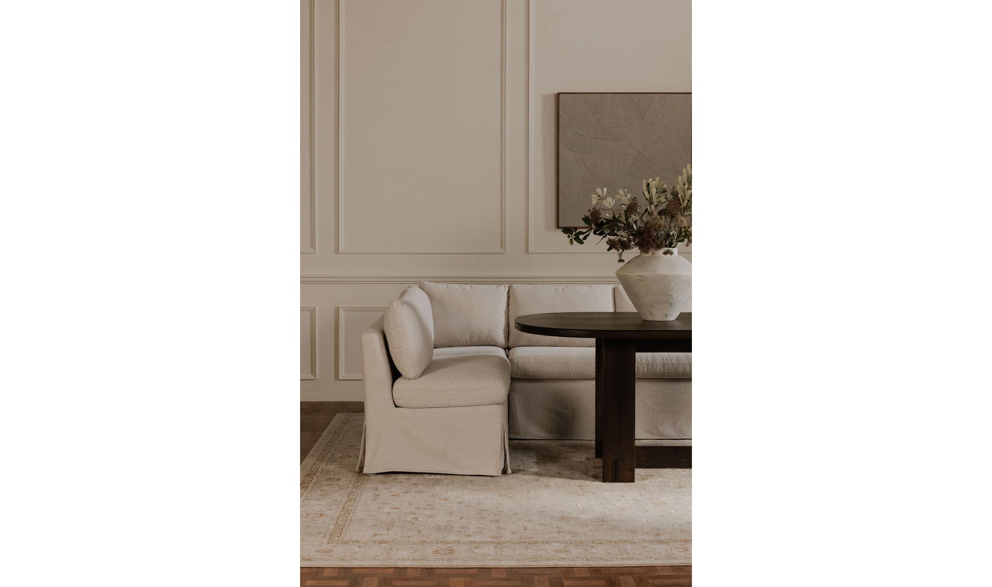 25.5" Beige Upholstered Slipper Chair