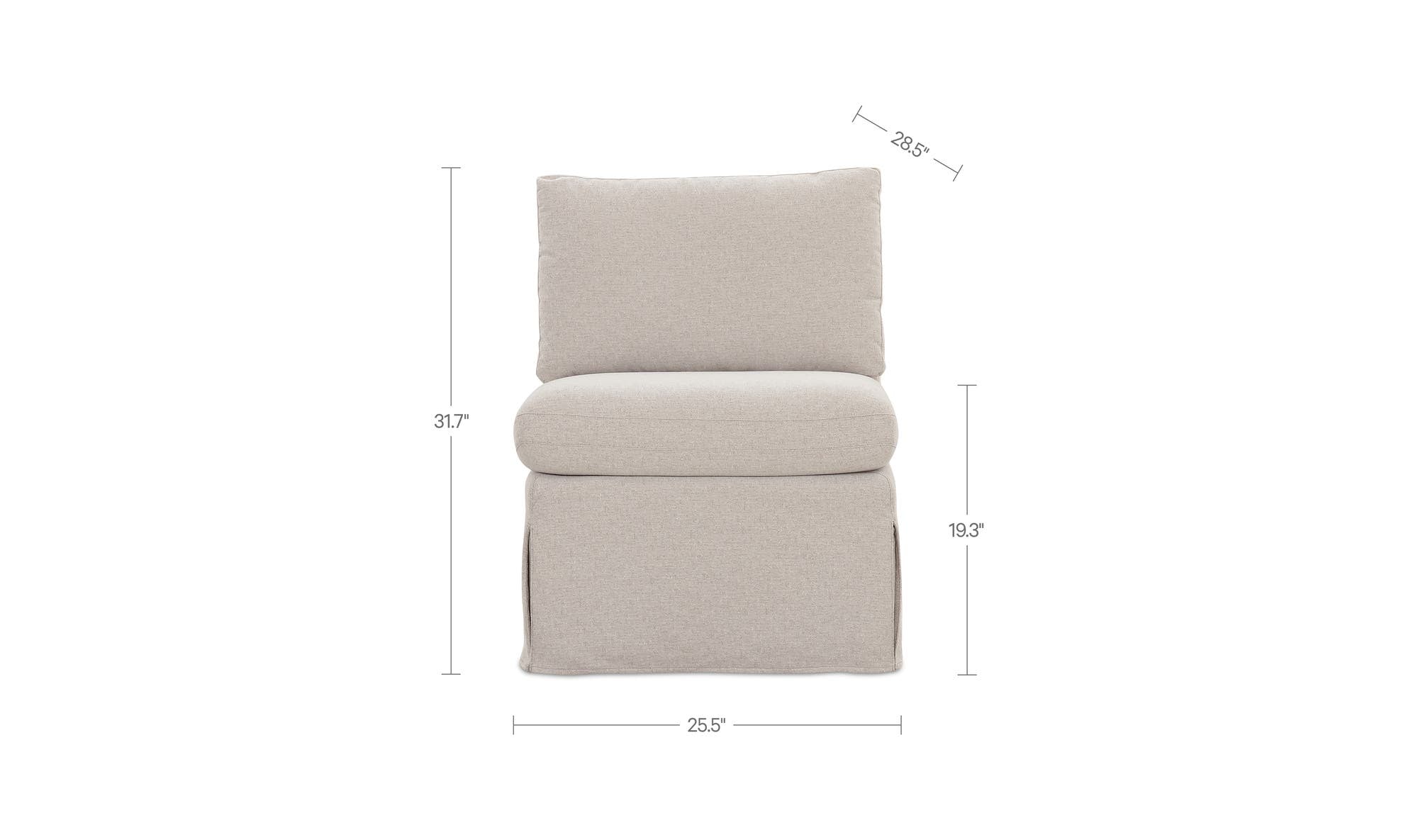 25.5" Beige Upholstered Slipper Chair