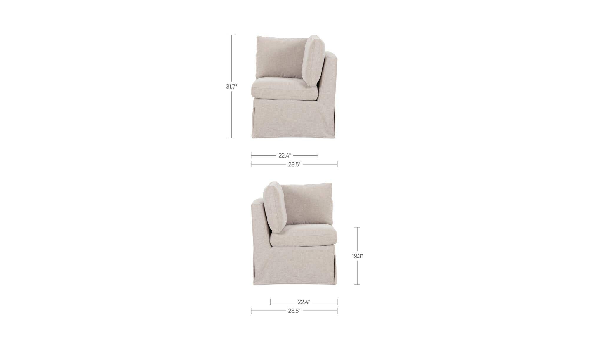 28.5" Beige Upholstered Corner Chair