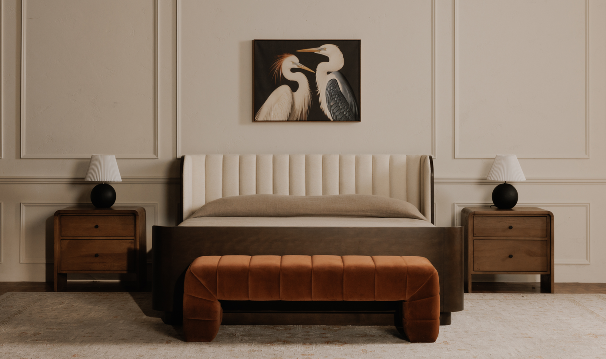 60" Warm Brown Upholstered Bench