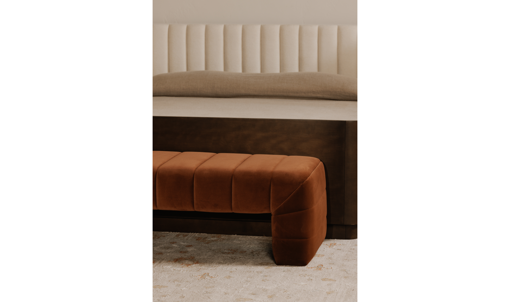60" Warm Brown Upholstered Bench