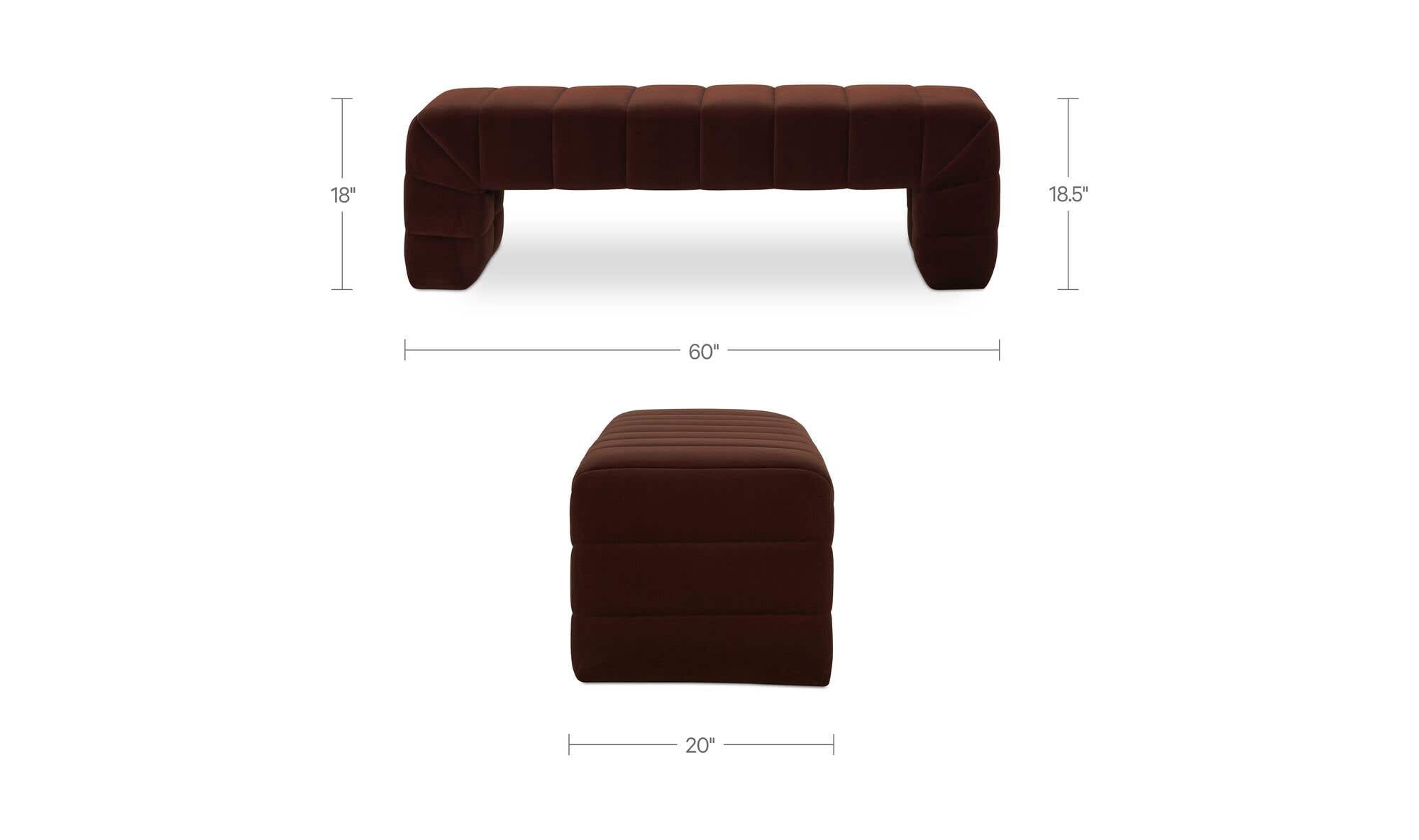 60" Warm Brown Upholstered Bench