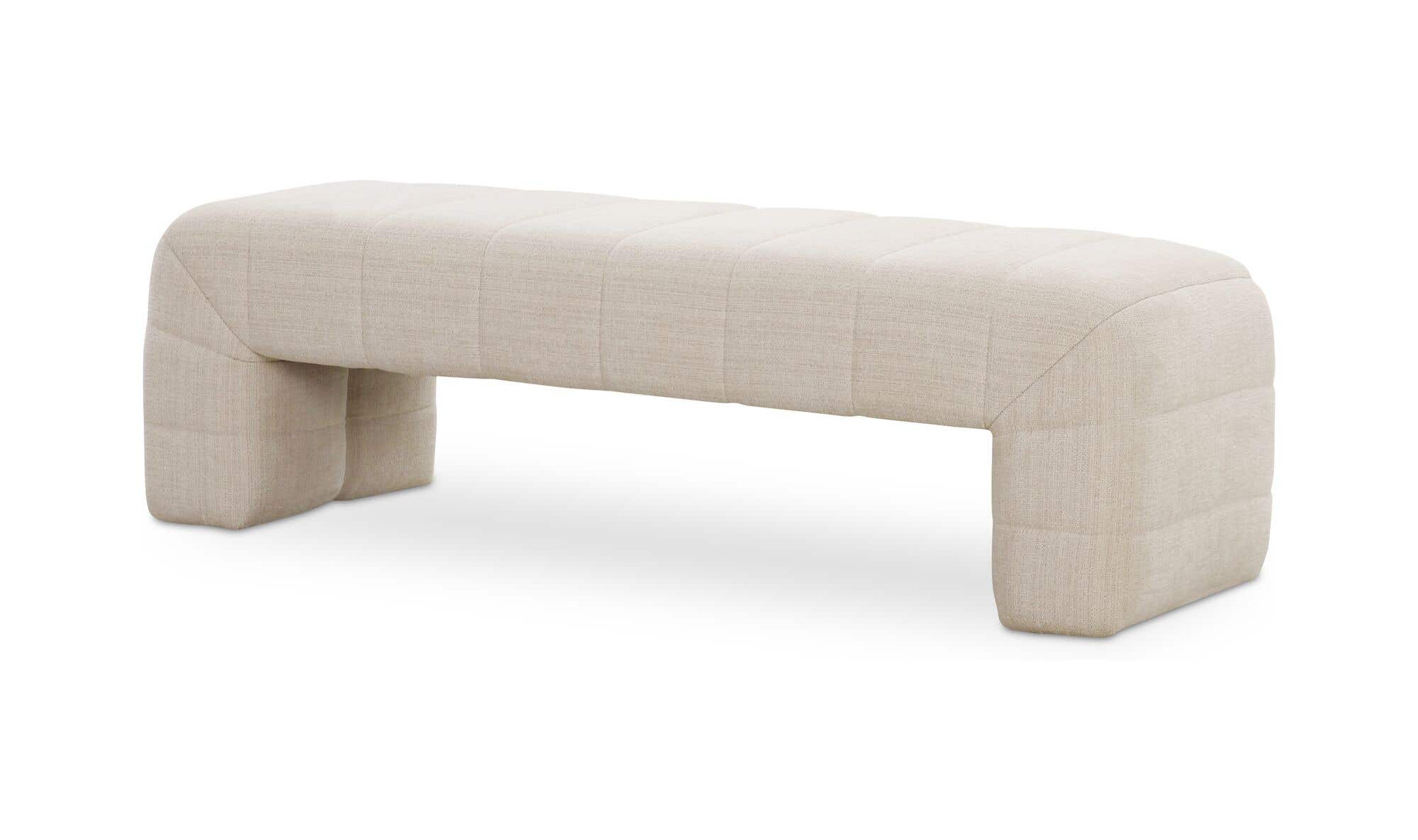 60" Oatmeal Upholstered Bench