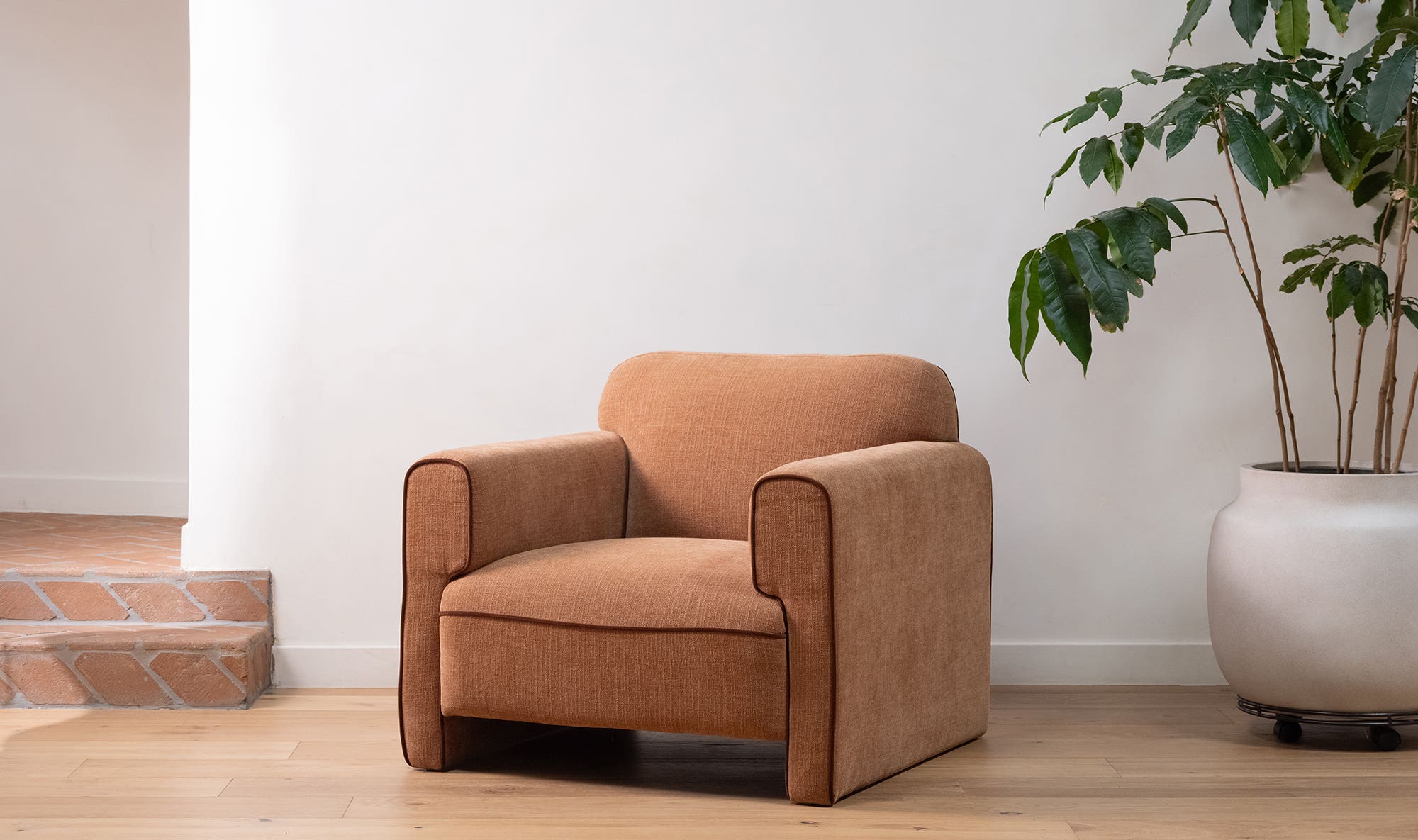 35.4" Light Brown Upholstered Accent Chair