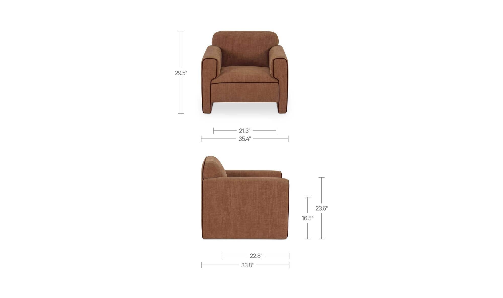 35.4" Light Brown Upholstered Accent Chair