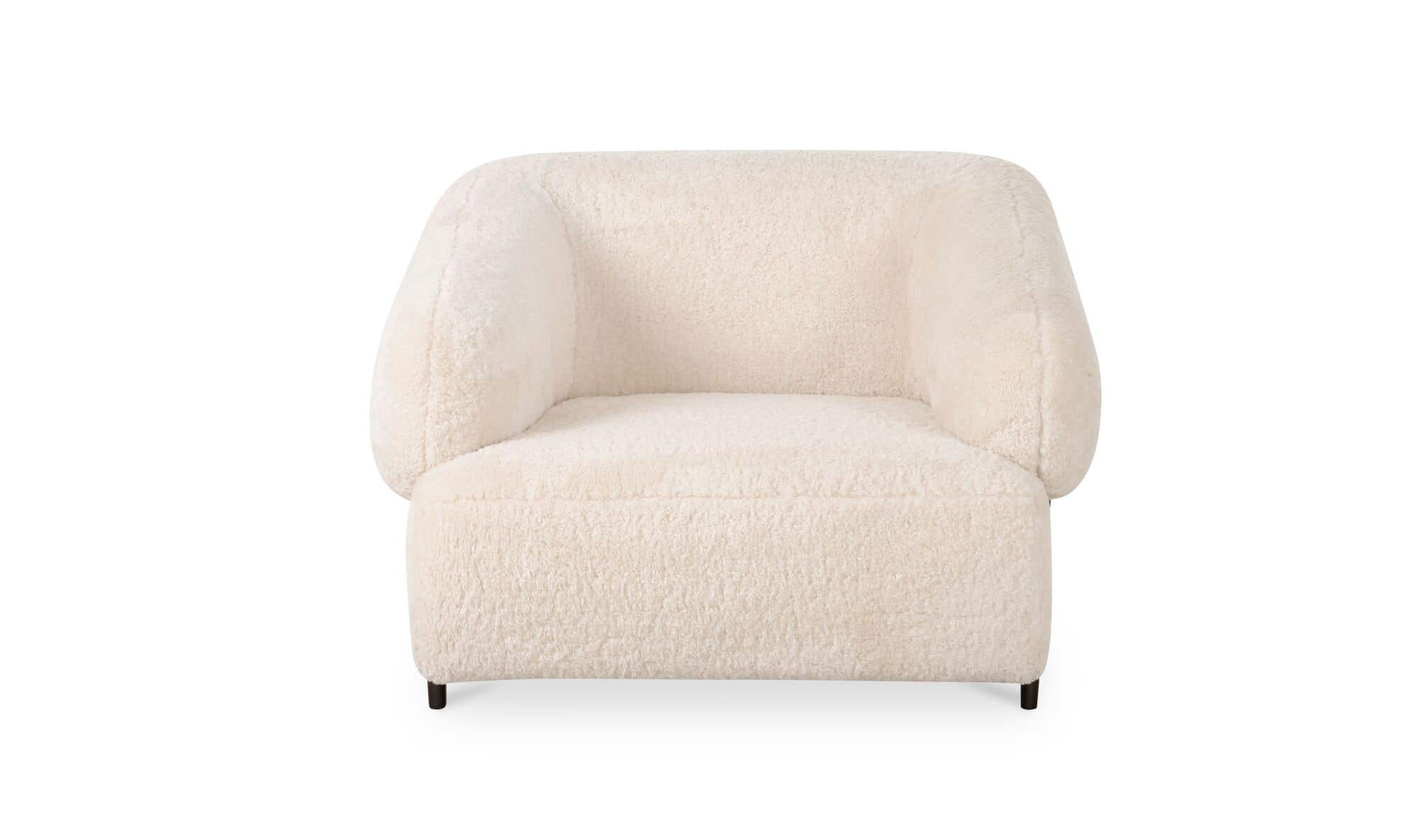 40.55" Cream Faux Fur Upholstered Lounge Chair