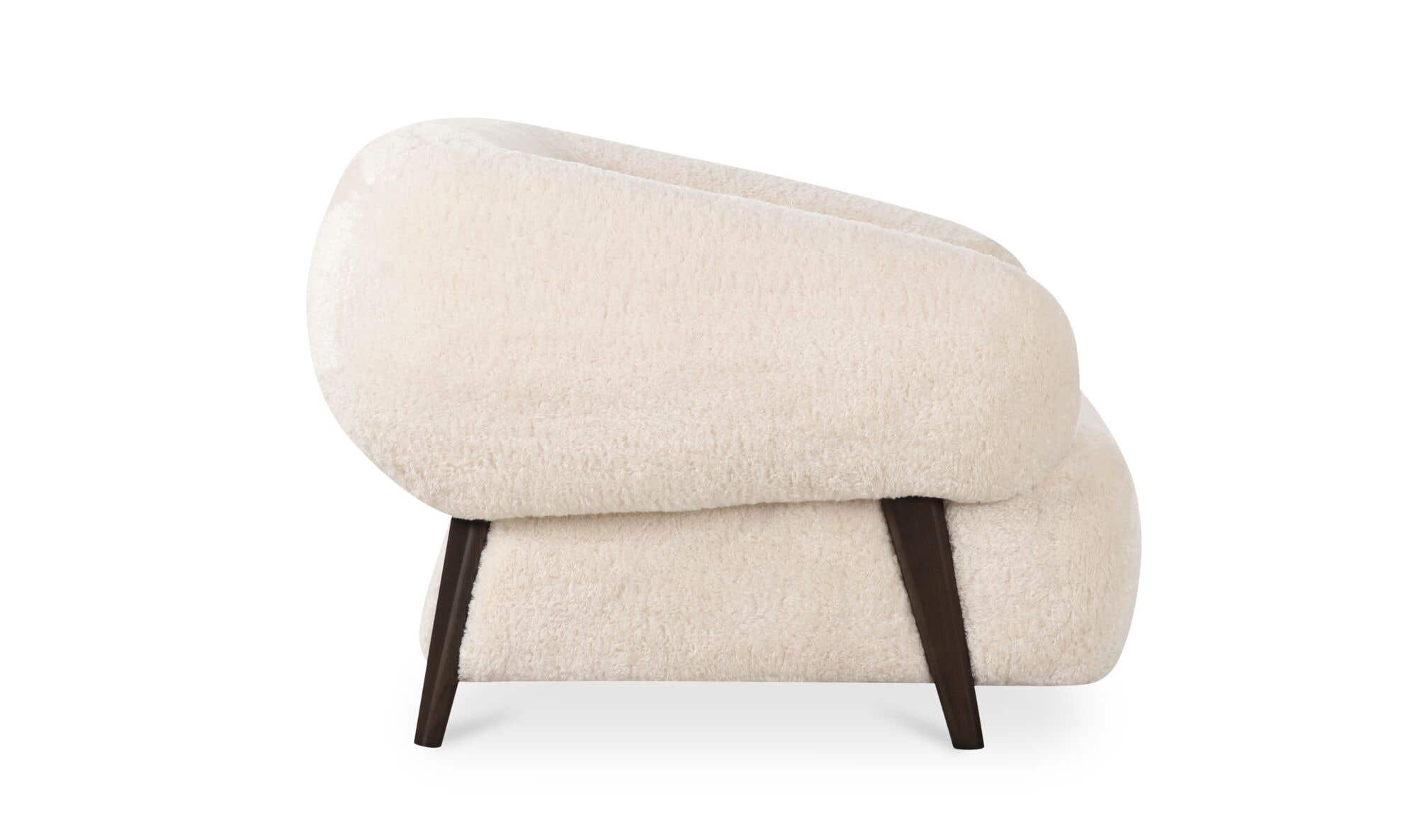 40.55" Cream Faux Fur Upholstered Lounge Chair