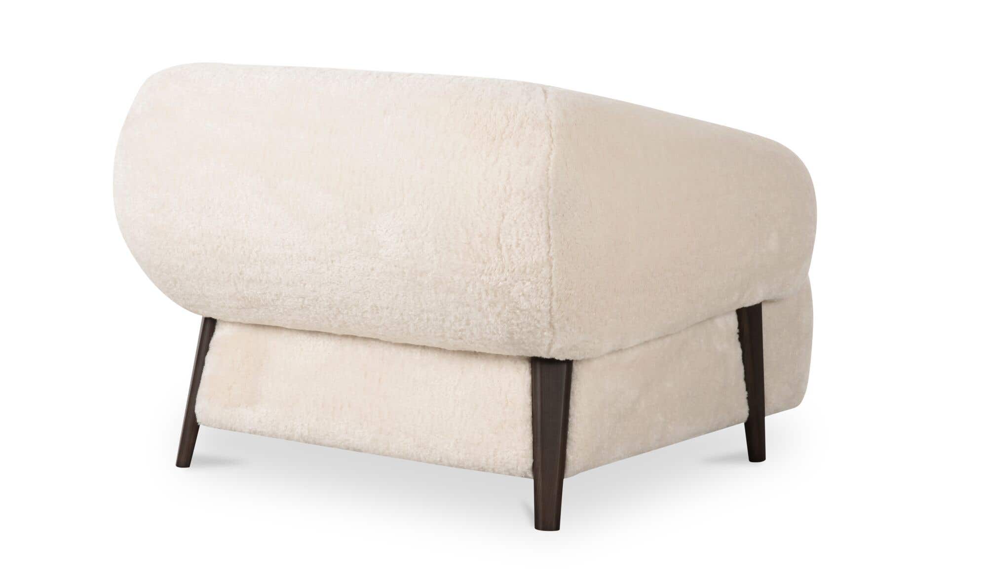 40.55" Cream Faux Fur Upholstered Lounge Chair