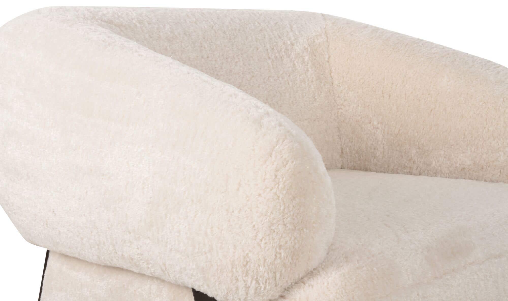 40.55" Cream Faux Fur Upholstered Lounge Chair