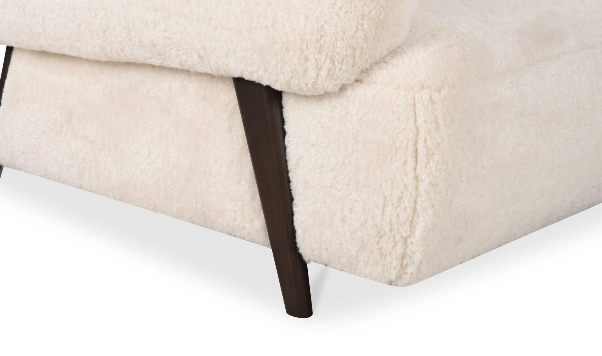40.55" Cream Faux Fur Upholstered Lounge Chair