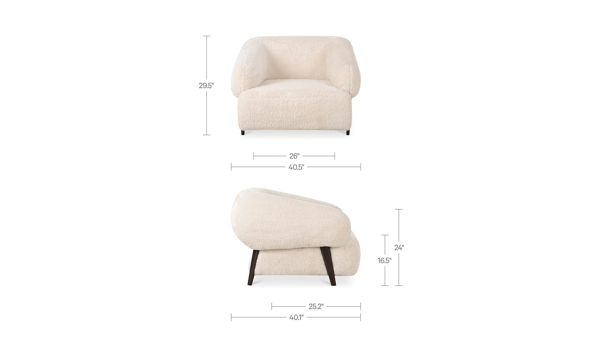 40.55" Cream Faux Fur Upholstered Lounge Chair
