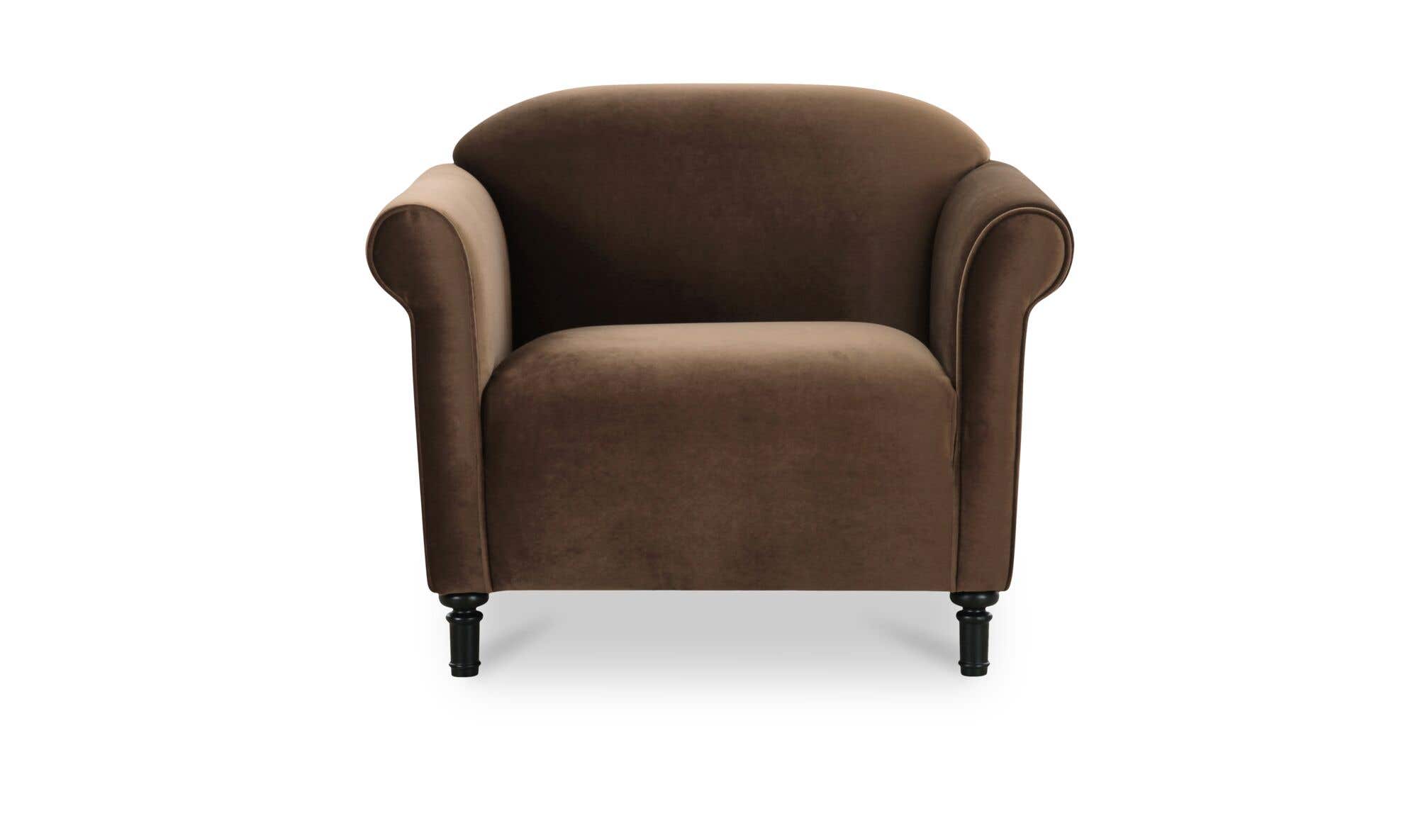 38" Dark Brown Faux Mohair Upholstered Accent Chair
