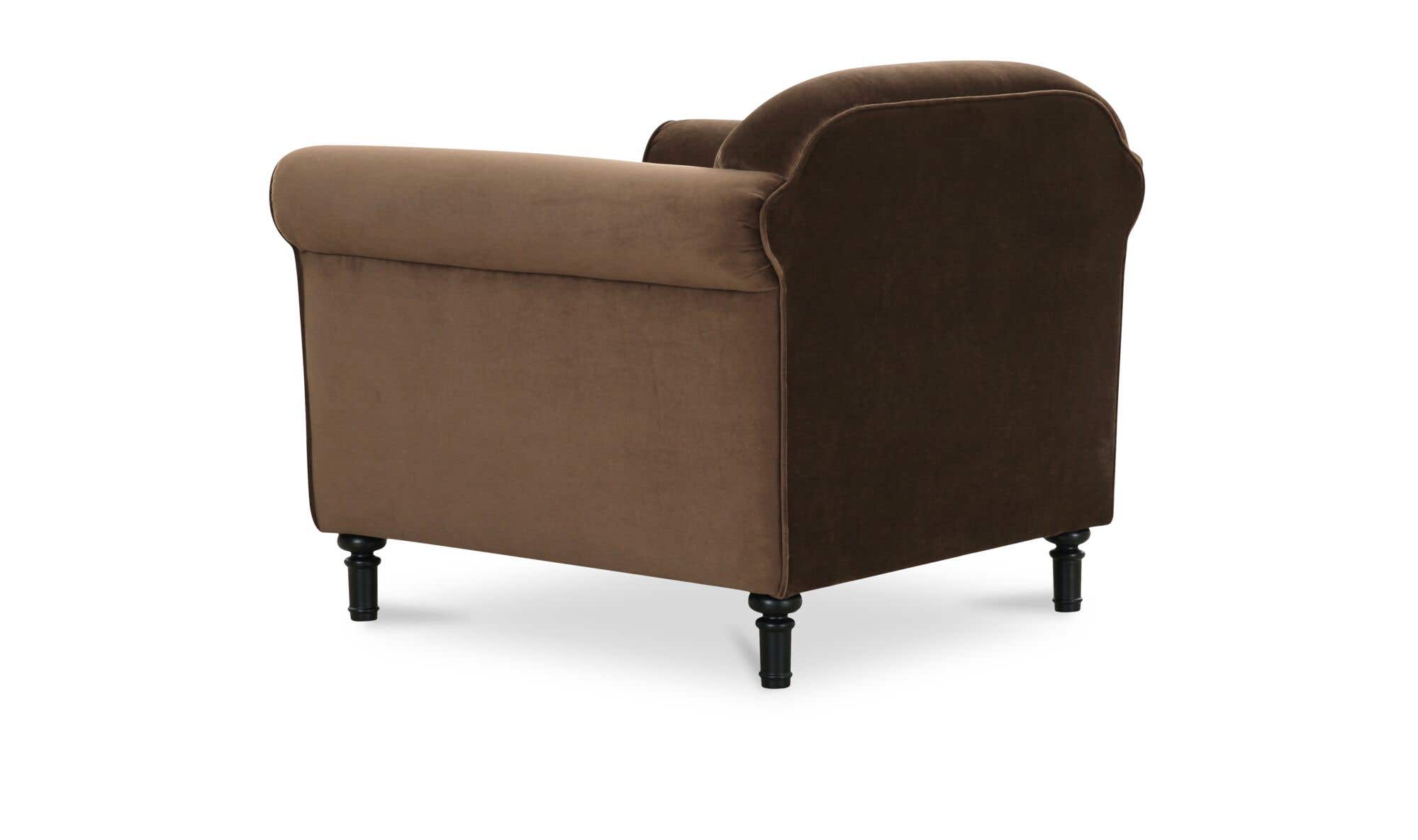 38" Dark Brown Faux Mohair Upholstered Accent Chair