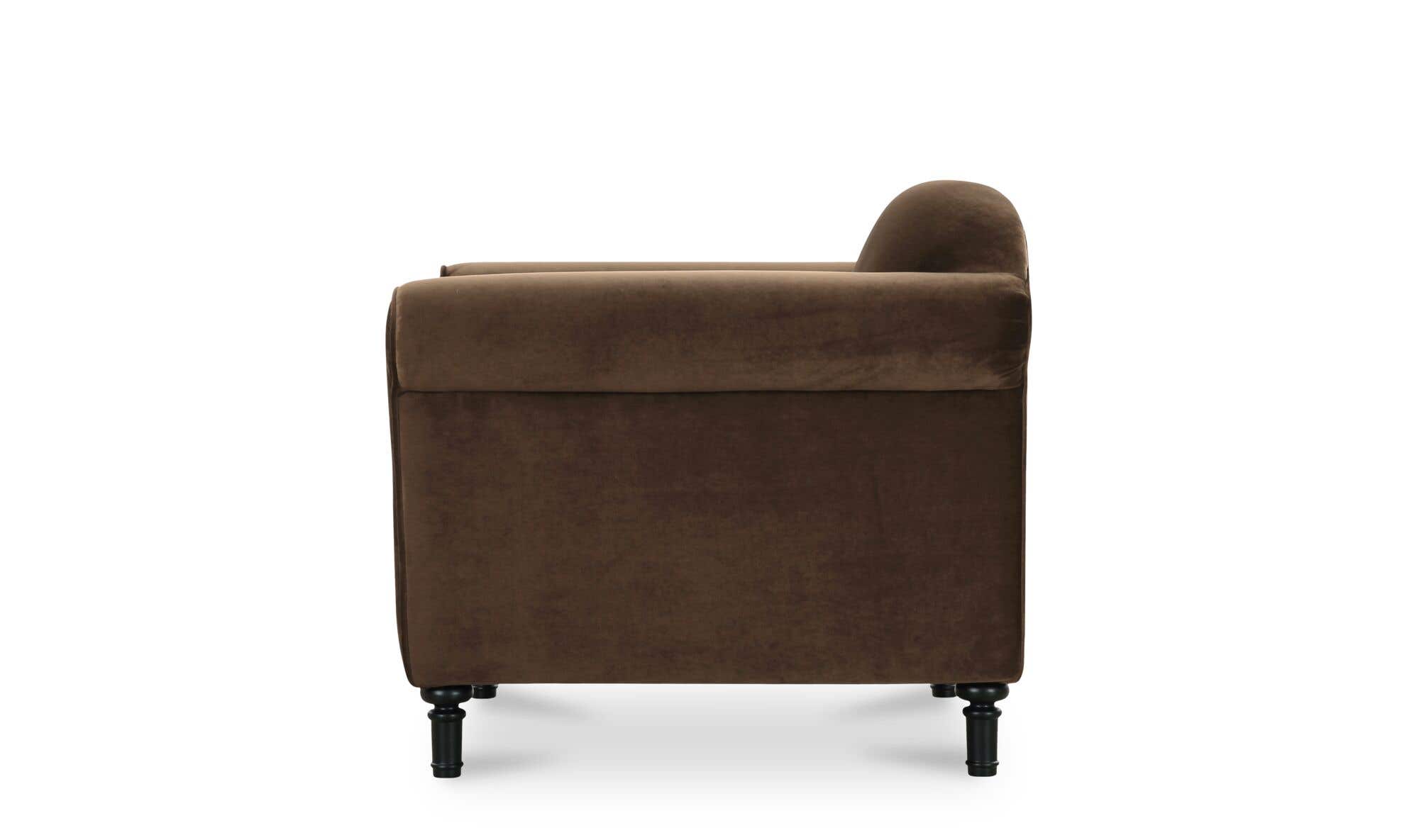 38" Dark Brown Faux Mohair Upholstered Accent Chair