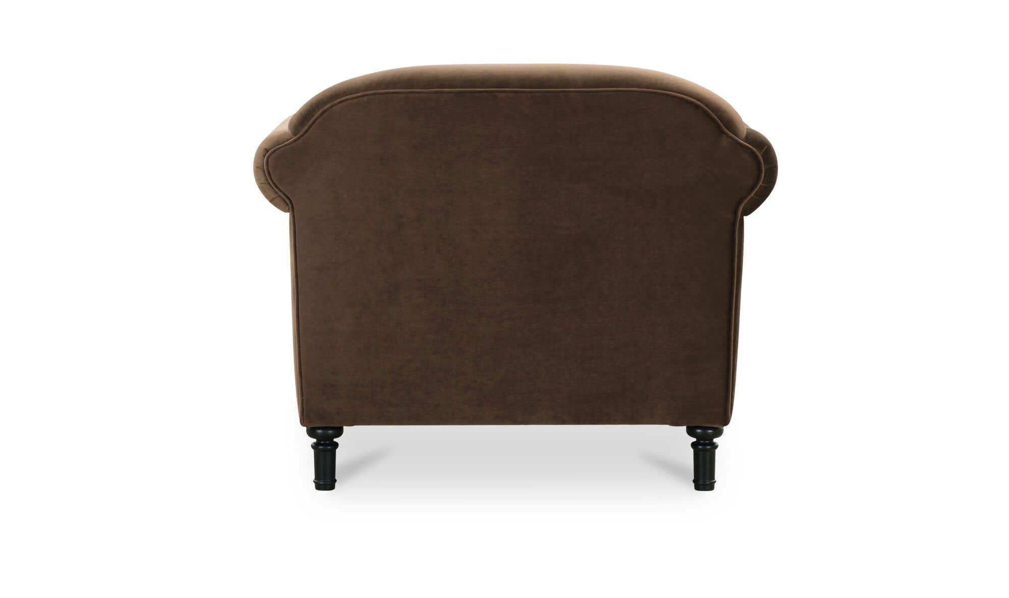 38" Dark Brown Faux Mohair Upholstered Accent Chair