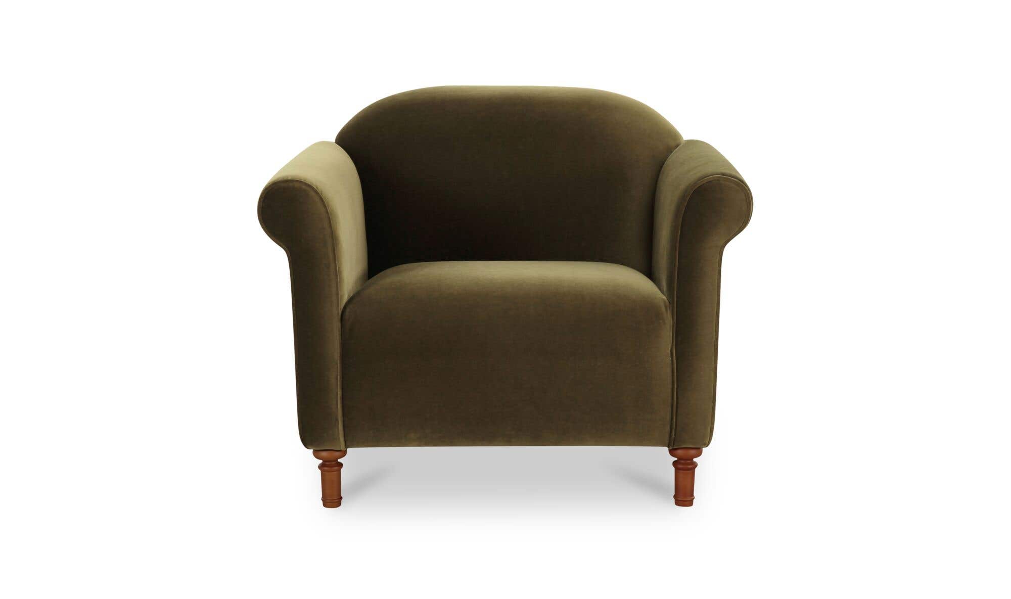38" Dark Green Faux Mohair Upholstered Accent Chair