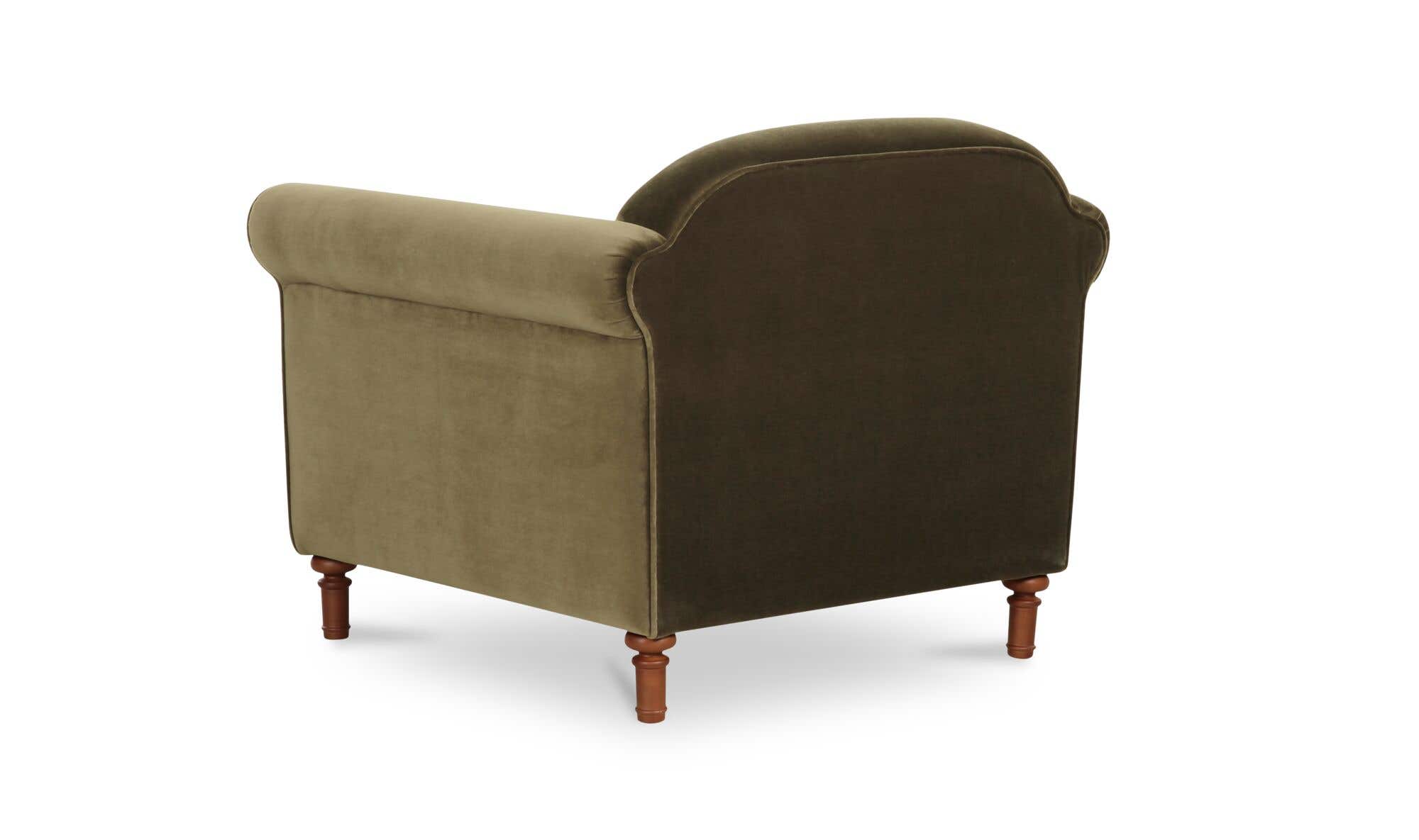 38" Dark Green Faux Mohair Upholstered Accent Chair
