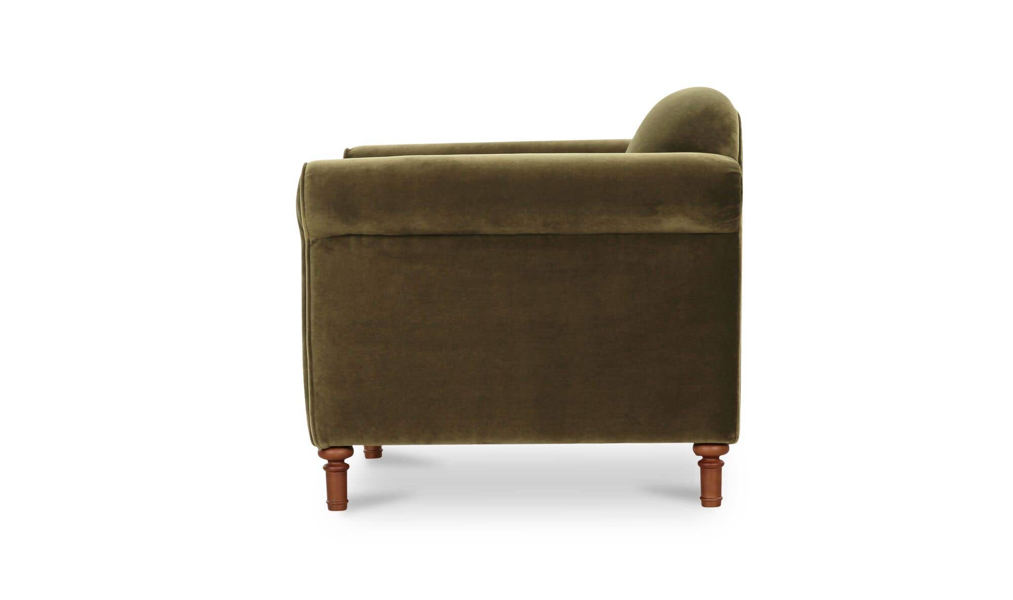 38" Dark Green Faux Mohair Upholstered Accent Chair