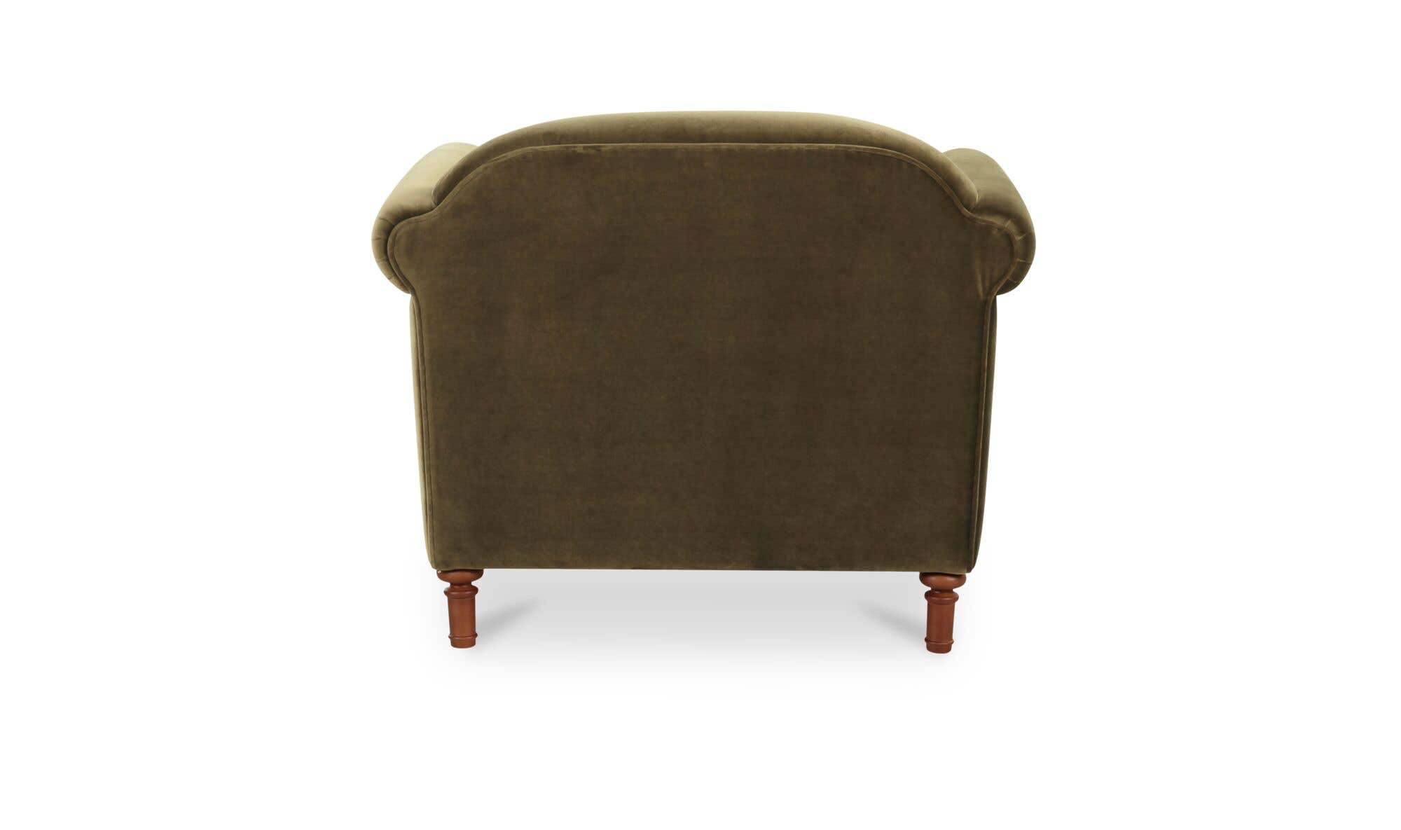 38" Dark Green Faux Mohair Upholstered Accent Chair