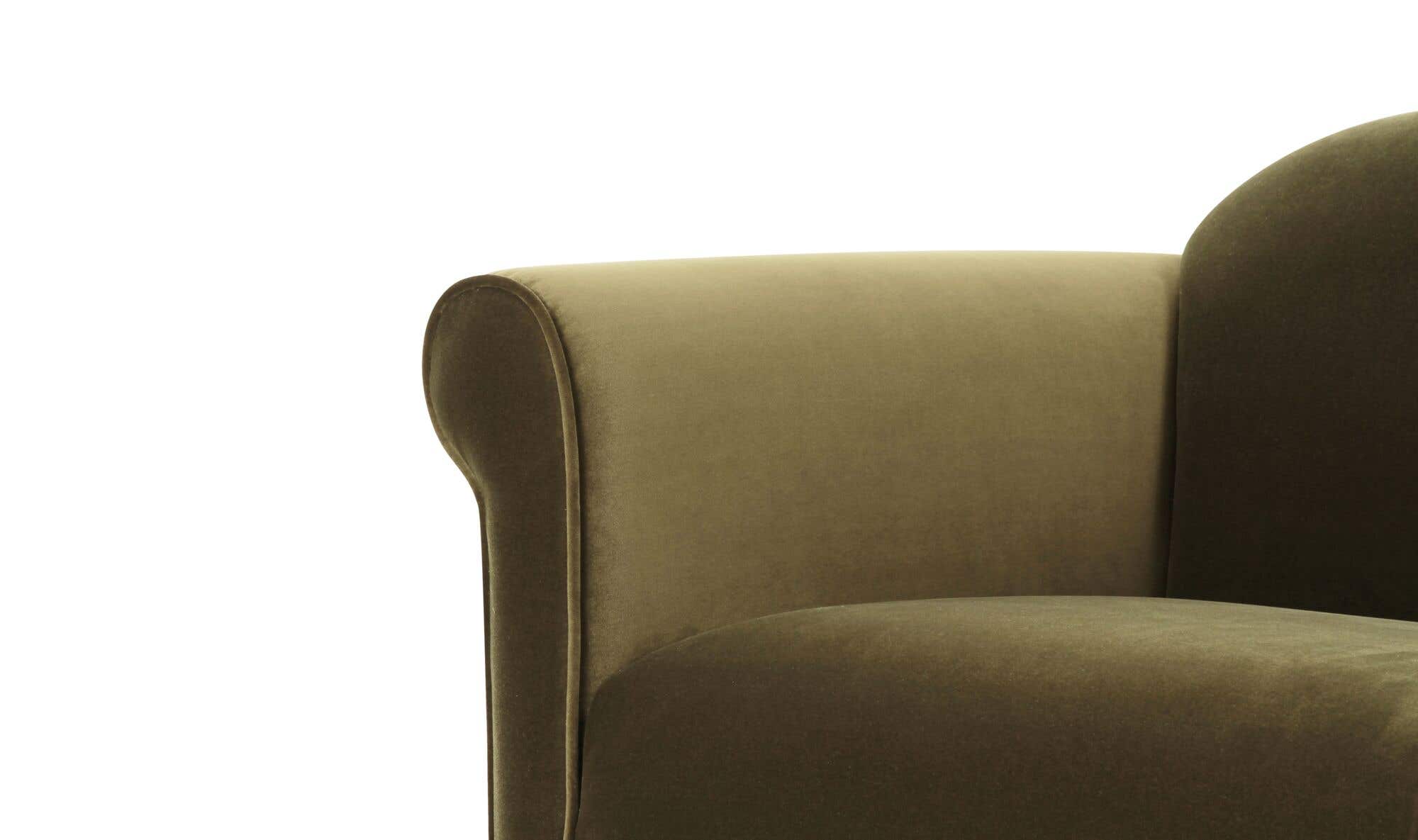 38" Dark Green Faux Mohair Upholstered Accent Chair