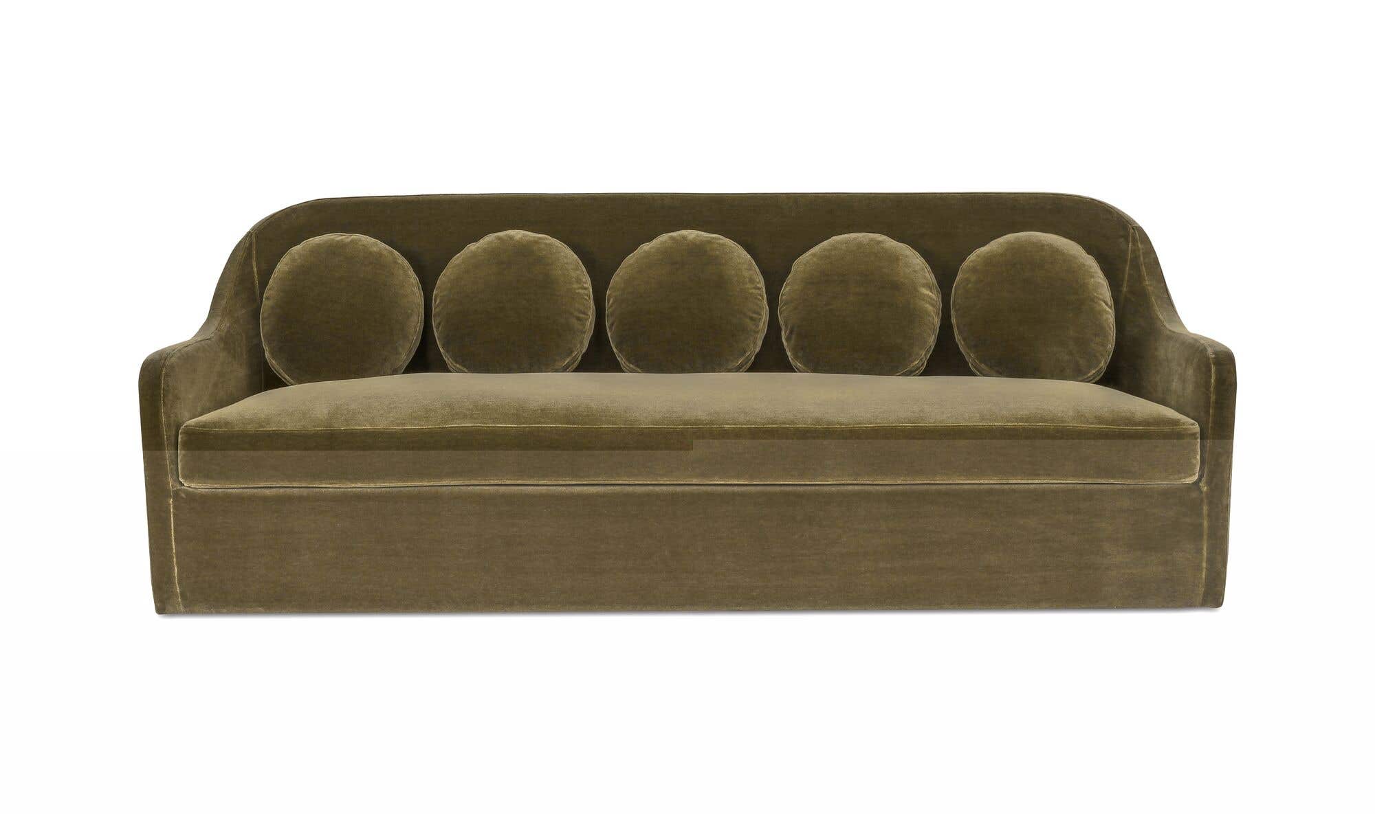90" Dark Green Faux Mohair Upholstered Sofa