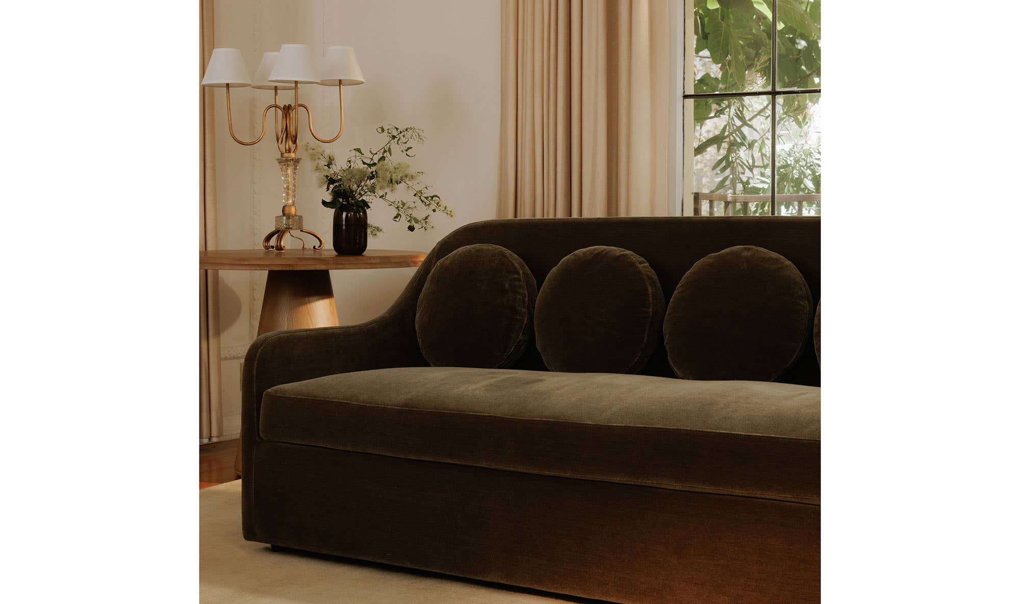 90" Dark Green Faux Mohair Upholstered Sofa