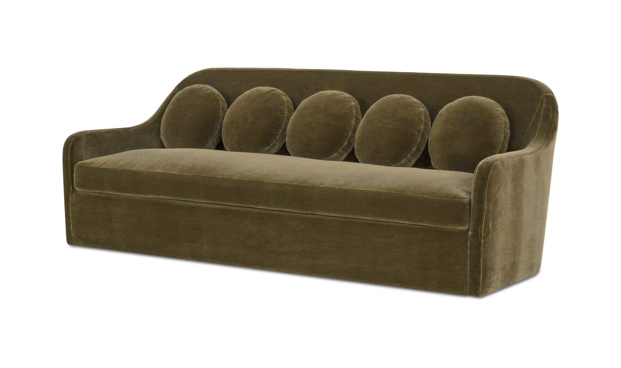 90" Dark Green Faux Mohair Upholstered Sofa
