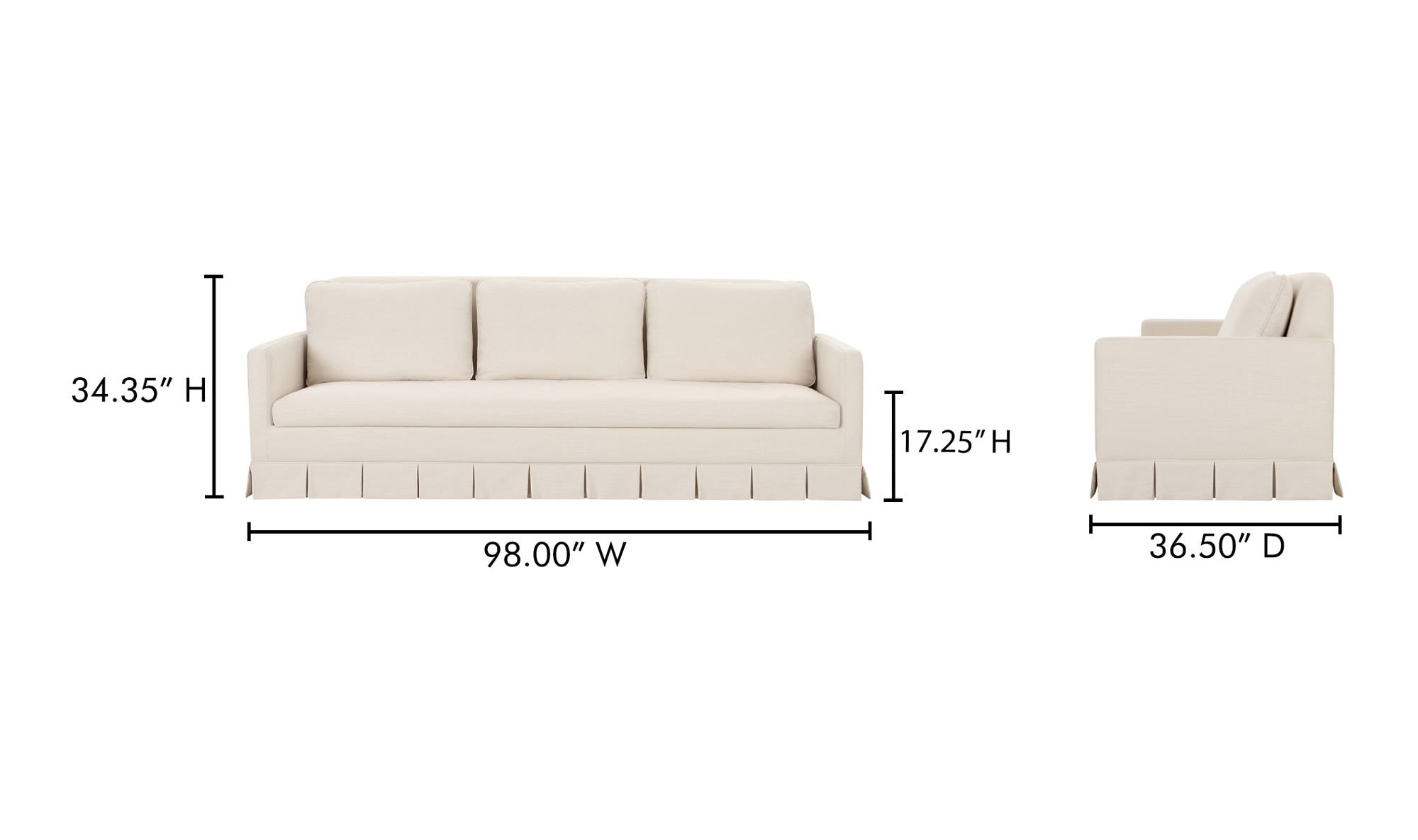 98" Cream Upholstered Sofa