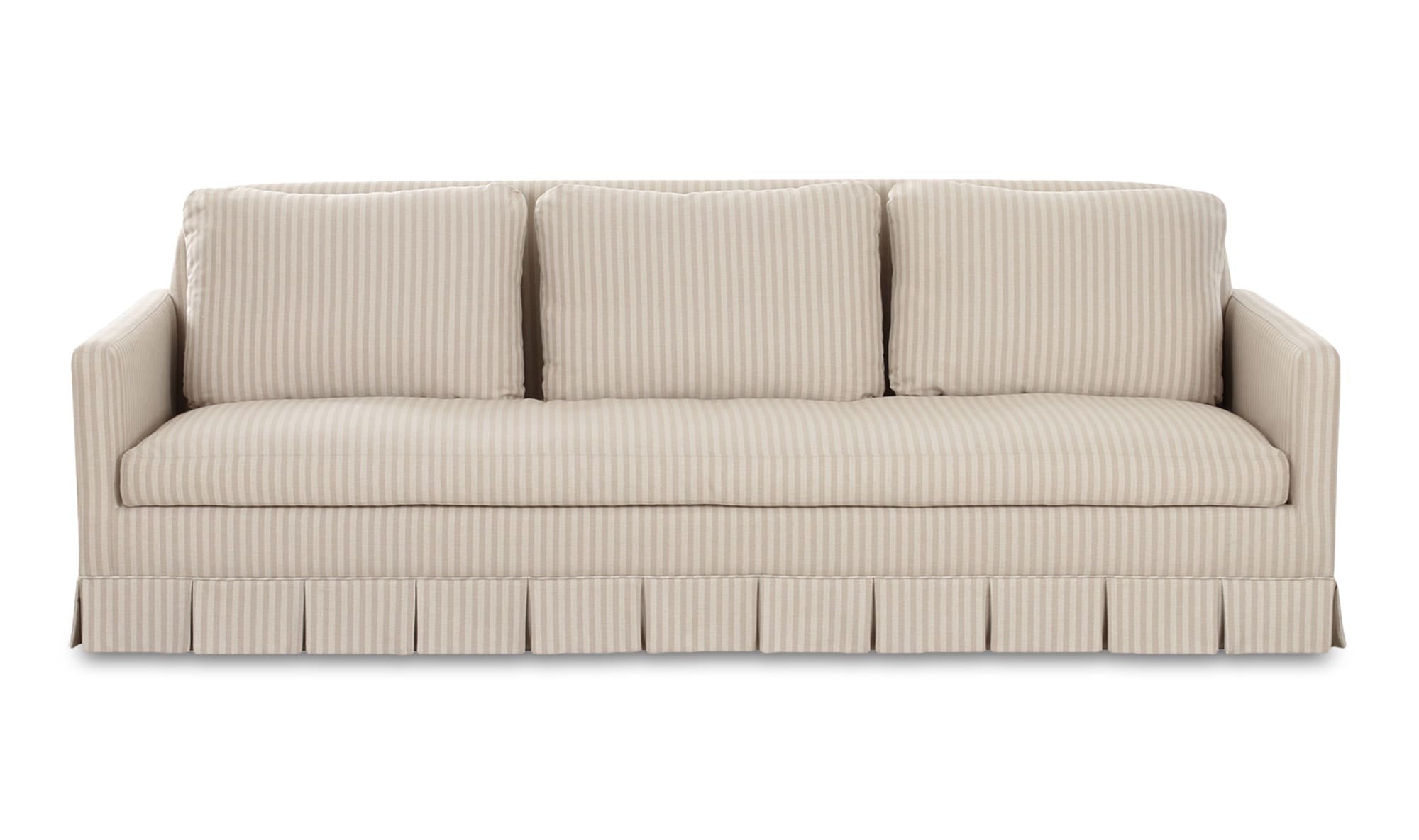 99" Beige Stripe Upholstered Sofa