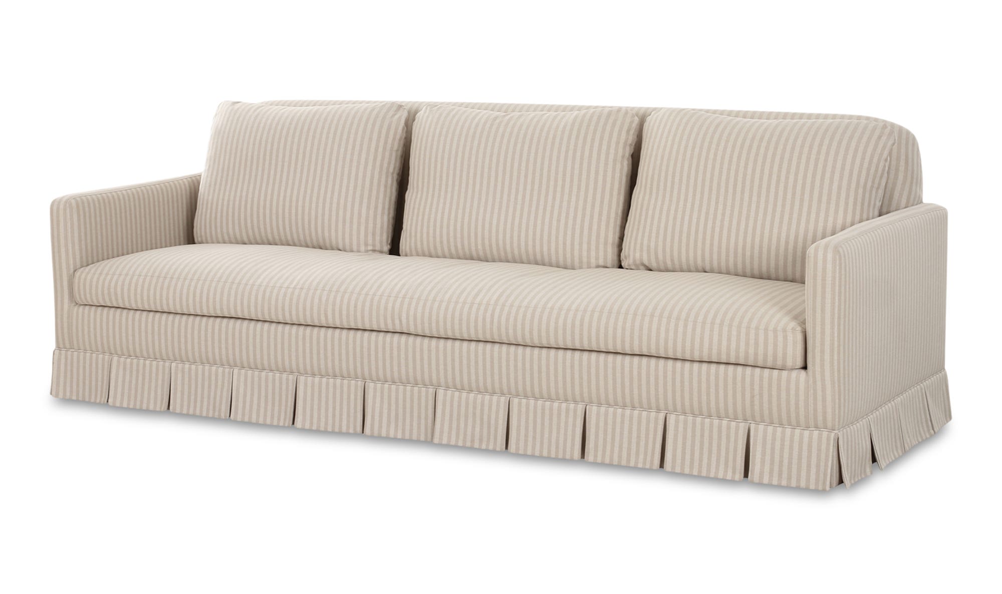 99" Beige Stripe Upholstered Sofa