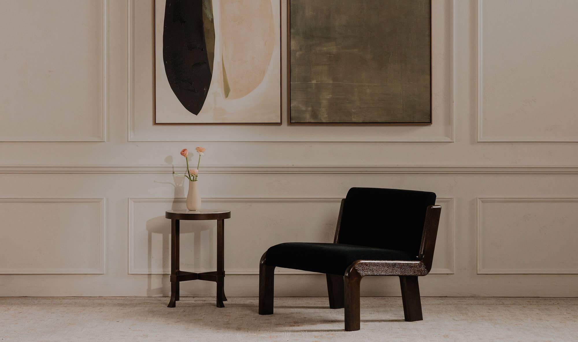 32.3" Black Faux Mohair Upholstered Accent Chair