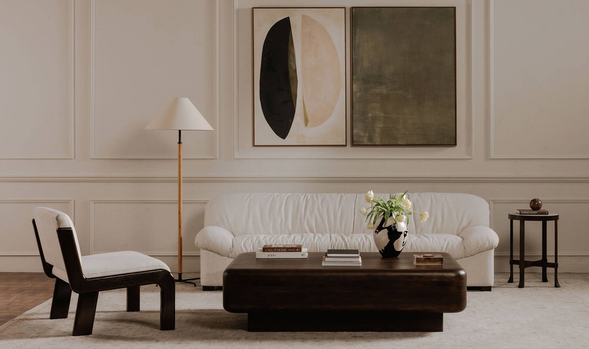 32.3" Flecked Ivory Upholstered Accent Chair