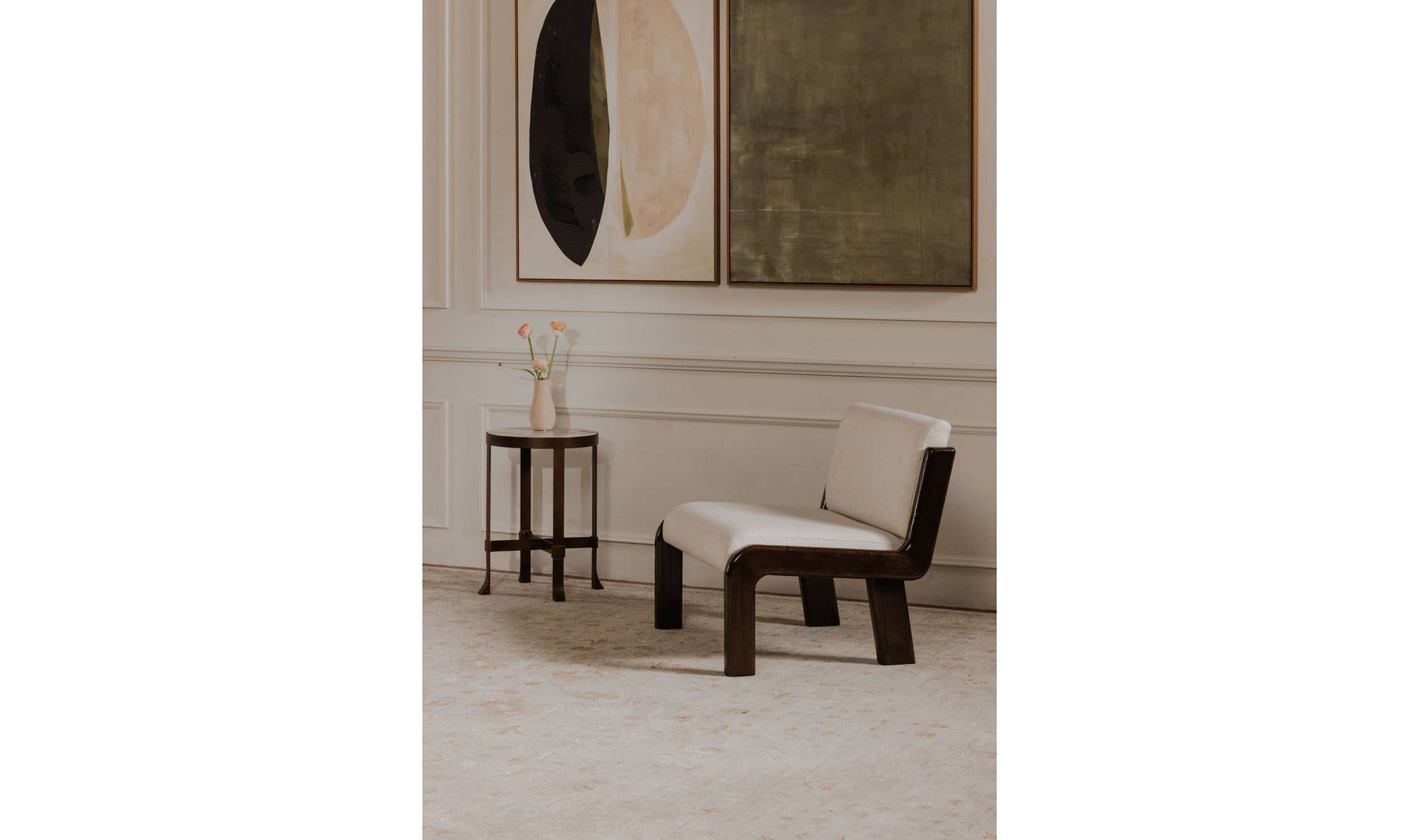 32.3" Flecked Ivory Upholstered Accent Chair