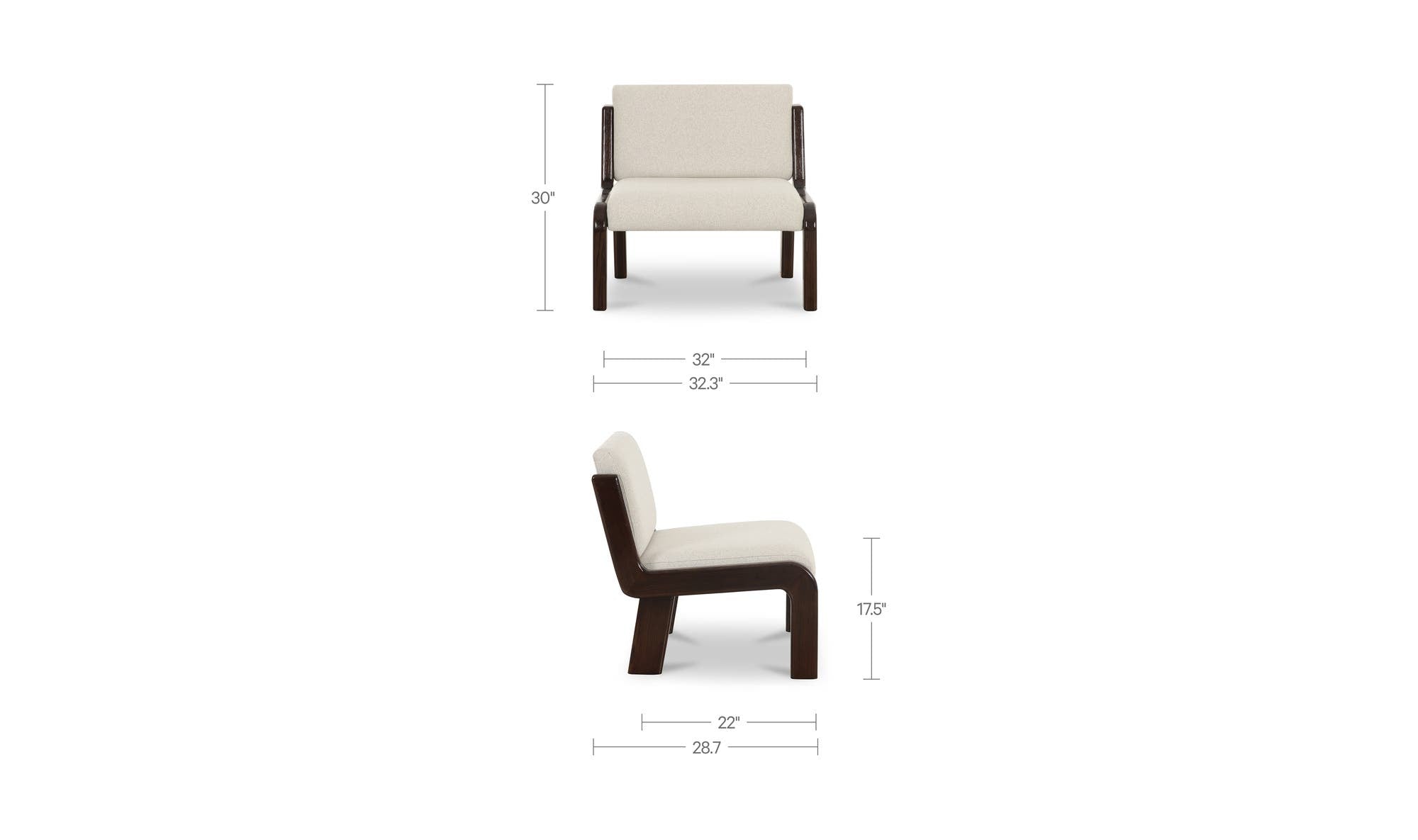 32.3" Flecked Ivory Upholstered Accent Chair