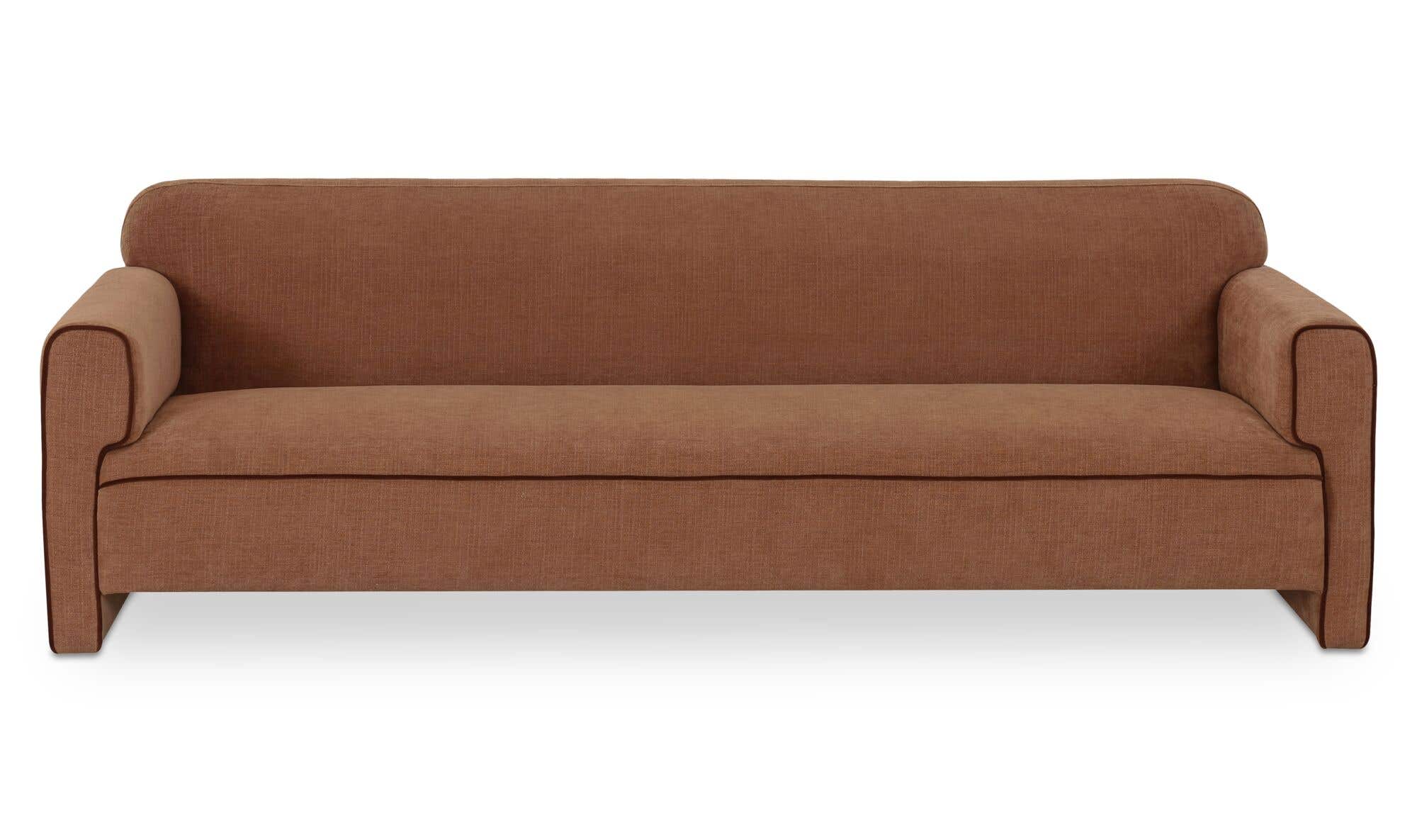 90" Light Brown Upholstered Sofa